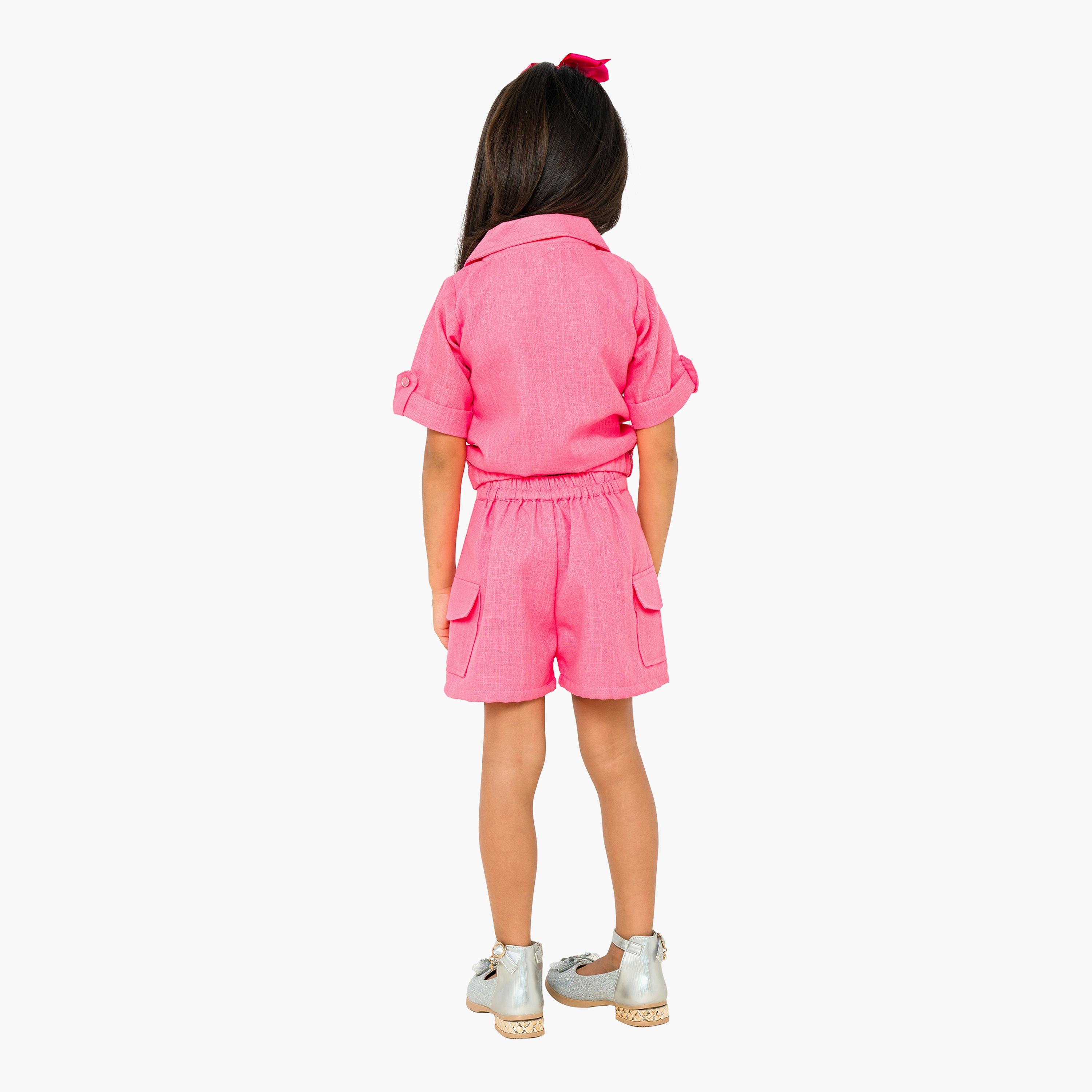 قميص بأكمام قصيرة وتنورة وشورت 3 قطع من بيبيكلو-baby-girls-clothing-setsandcoords-image-5
