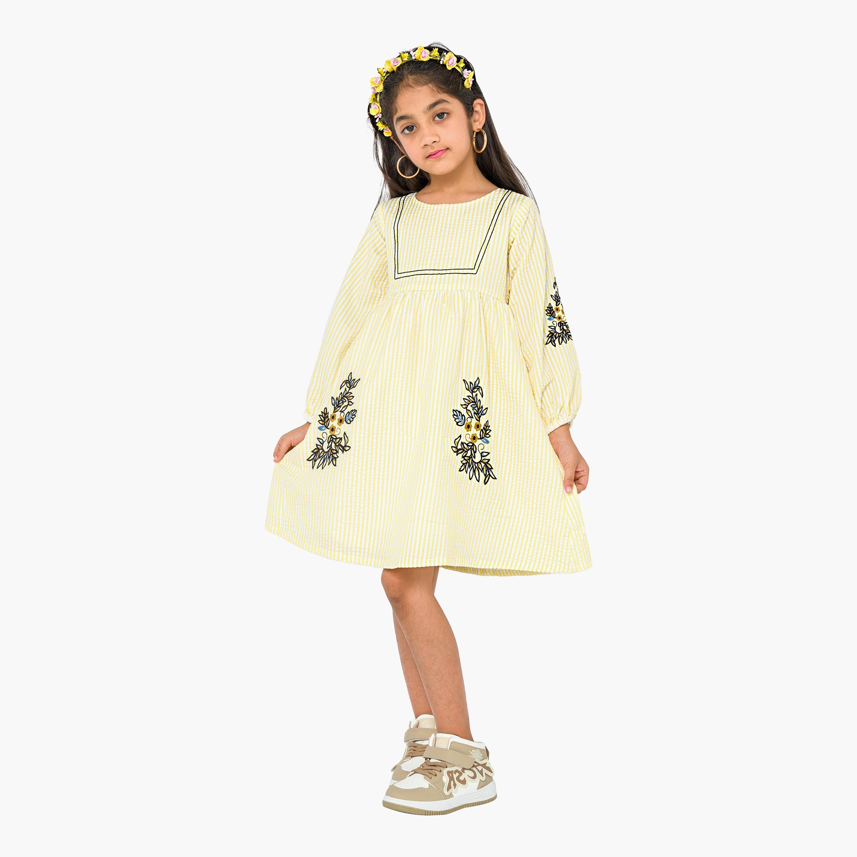 Babyqlo Embroidered Long Sleeves Dress-girls-clothing-dressesandjumpsuits-image-1