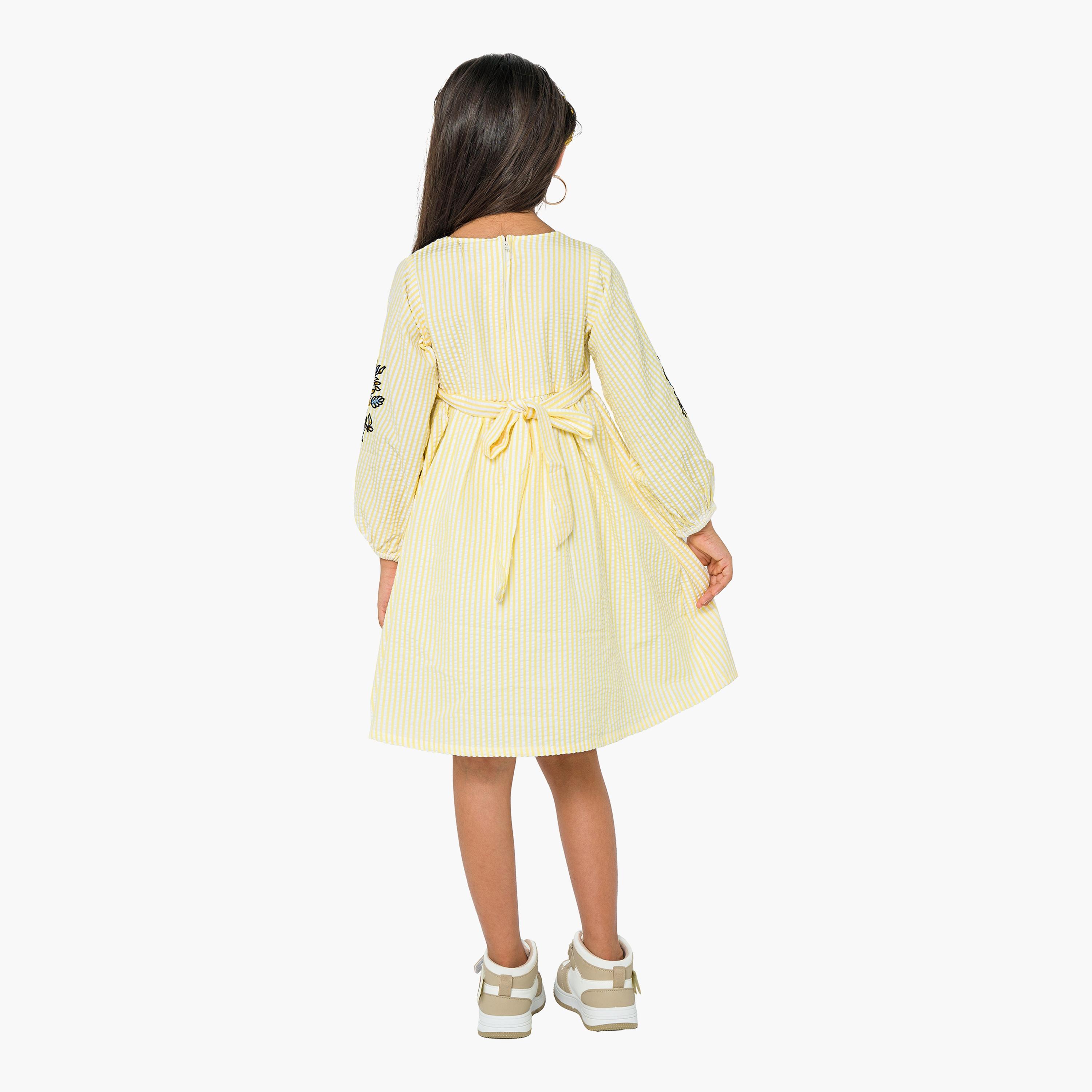 Babyqlo Embroidered Long Sleeves Dress-girls-clothing-dressesandjumpsuits-image-2