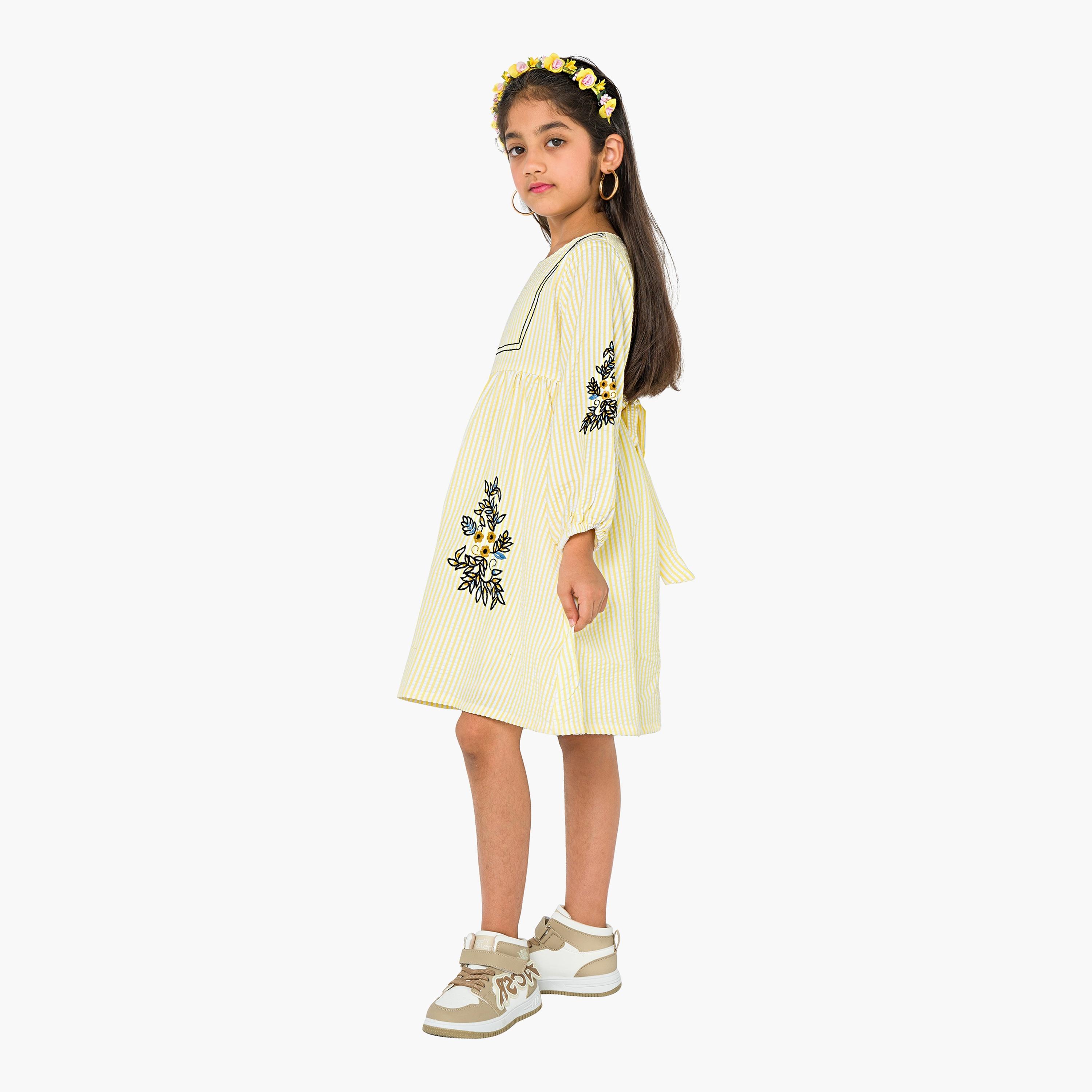 Babyqlo Embroidered Long Sleeves Dress-girls-clothing-dressesandjumpsuits-image-3