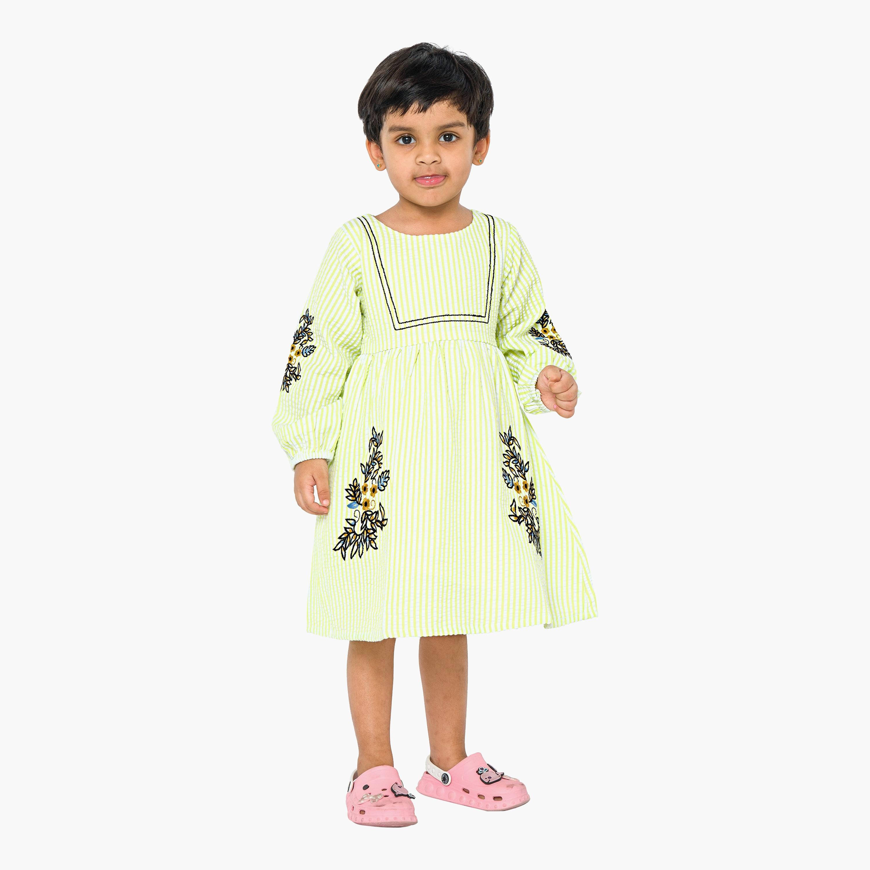 Babyqlo Embroidered Long Sleeves Dress-girls-clothing-dressesandjumpsuits-image-1