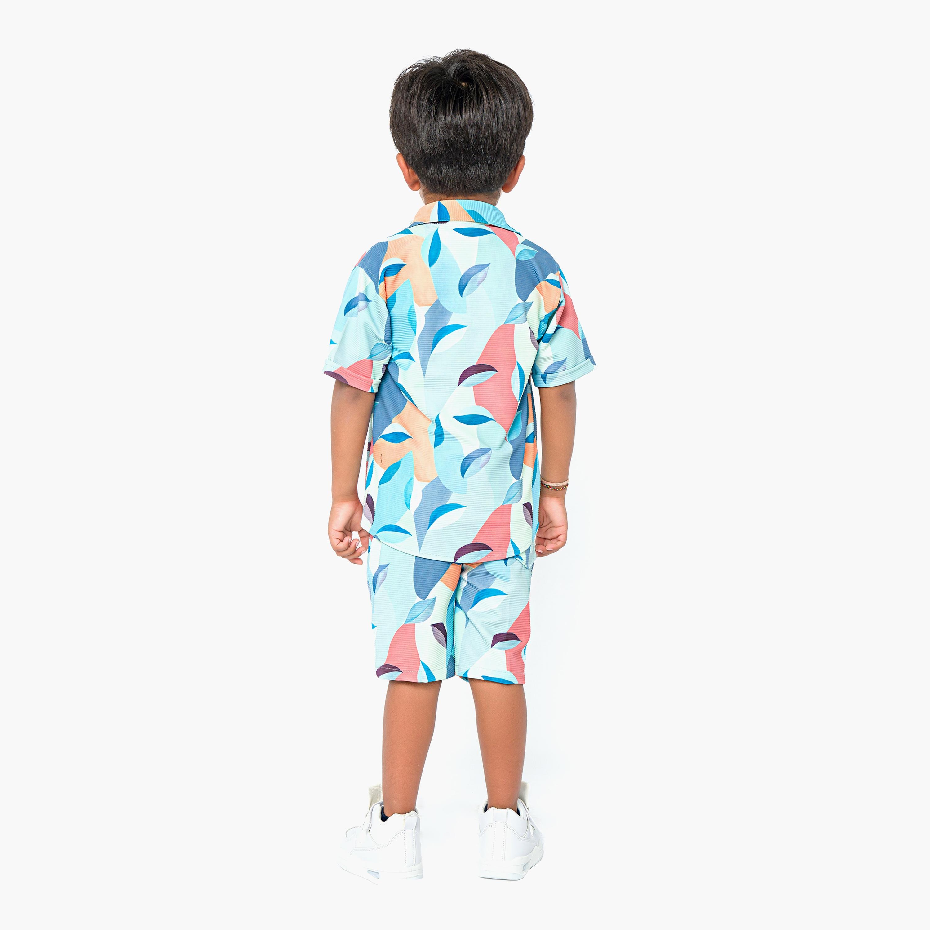 Babyqlo 3-Piece Printed Short Sleeves Shirt, T-Shirt with Shorts-boys-clothing-setsandcoords-image-2