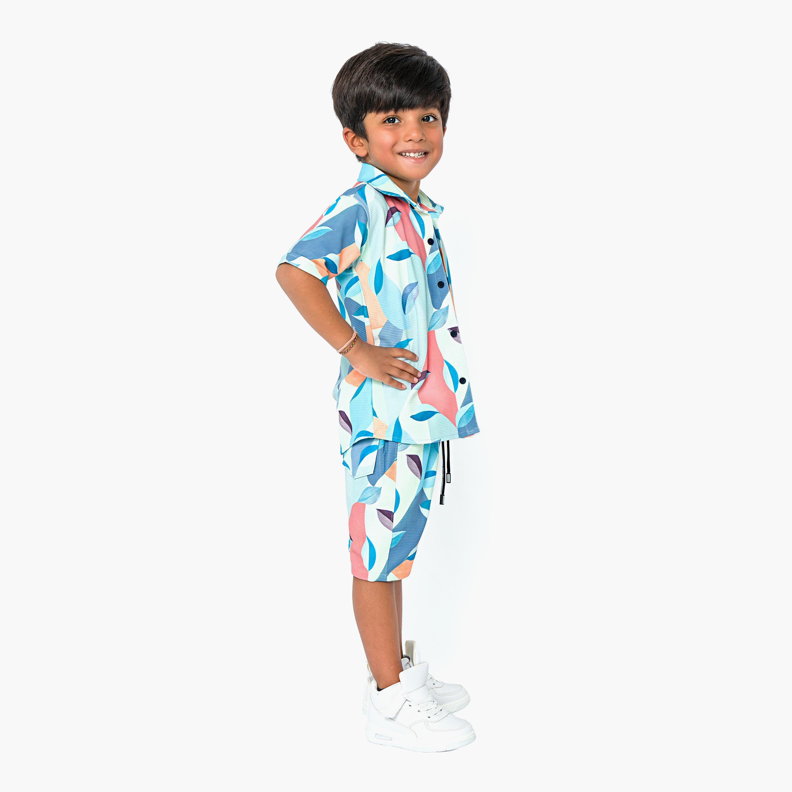 Babyqlo 3-Piece Printed Short Sleeves Shirt, T-Shirt with Shorts-boys-clothing-setsandcoords-image-5