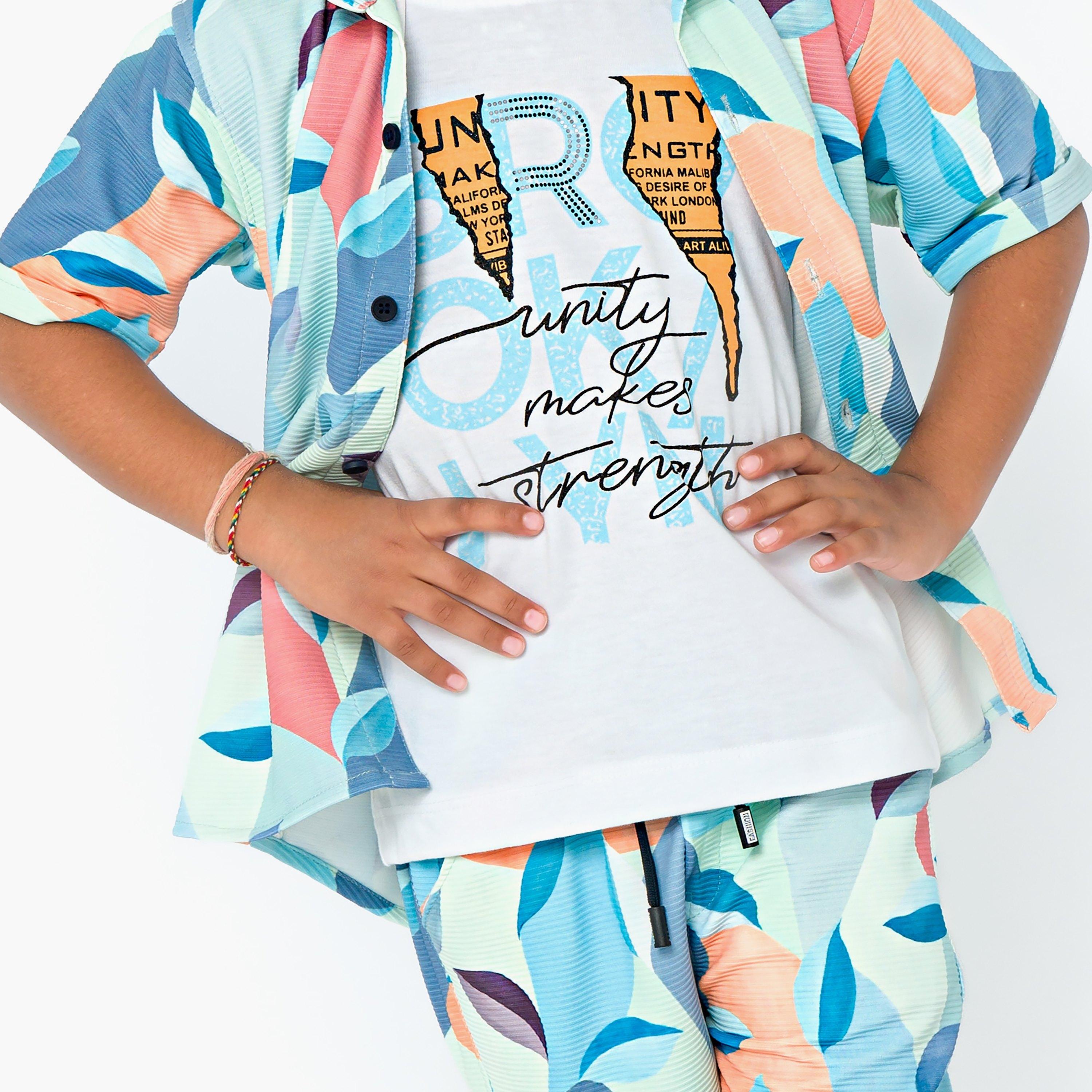 Babyqlo 3-Piece Printed Short Sleeves Shirt, T-Shirt with Shorts-boys-clothing-setsandcoords-image-6