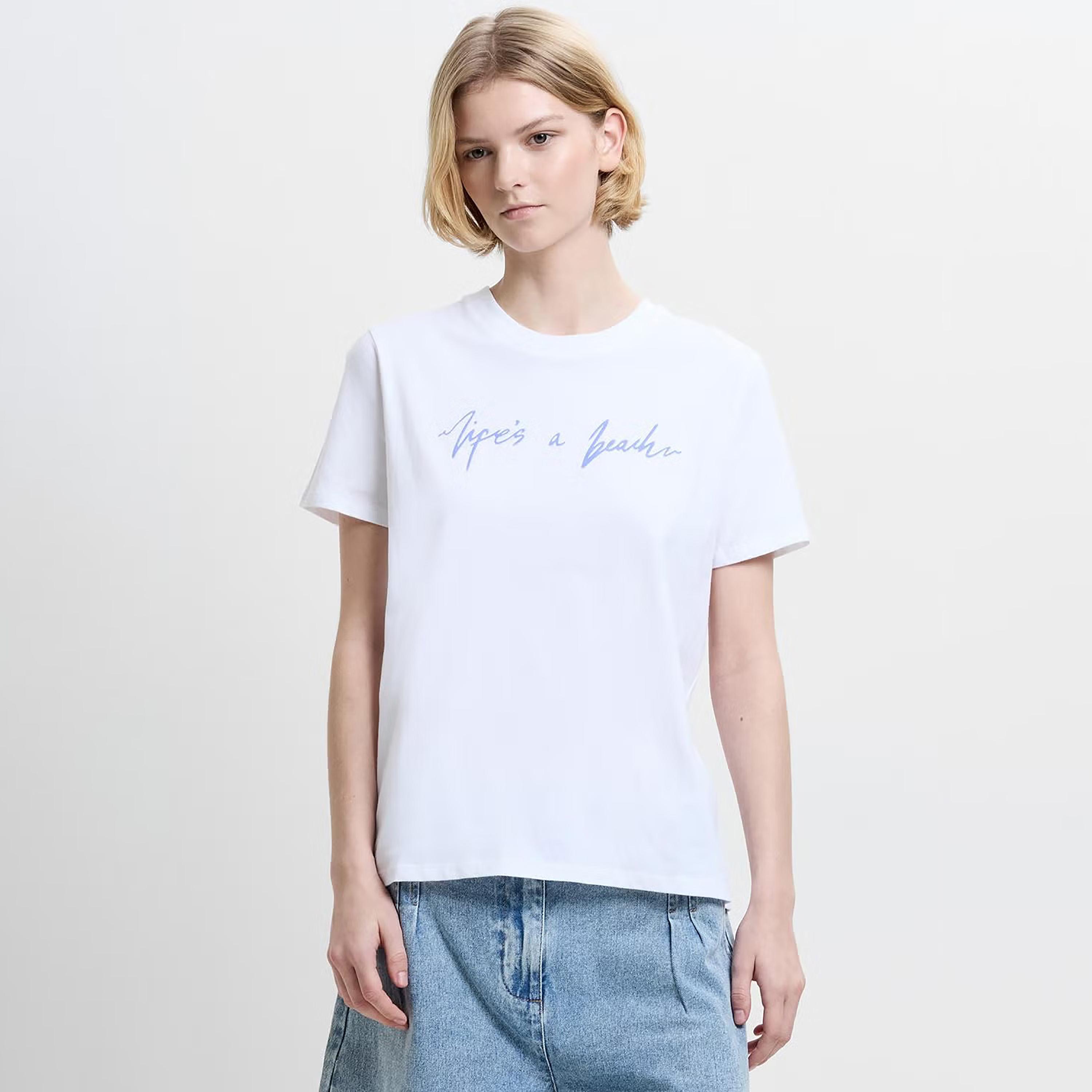 French Connection White Graphic Print Cotton Women's T-Shirt-women-clothing-tshirts-image-1