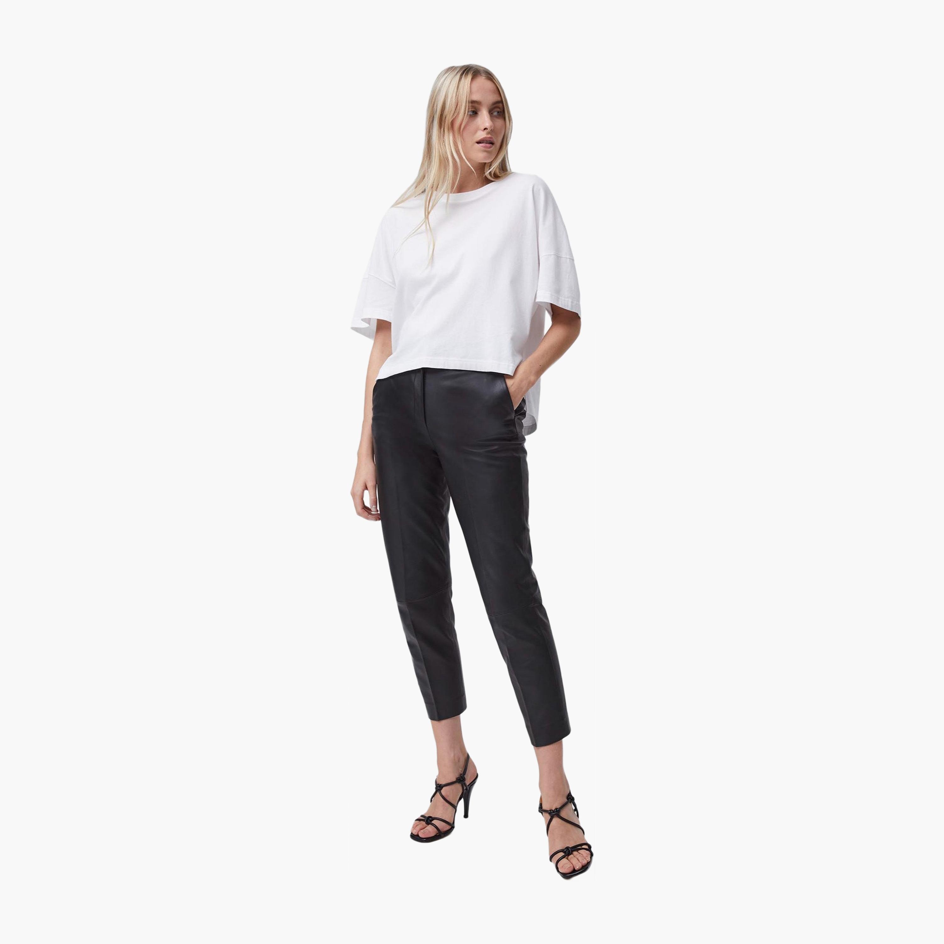 French Connection White Cotton Dropped Sleeves Women's T-Shirt-women-clothing-tshirts-image-2