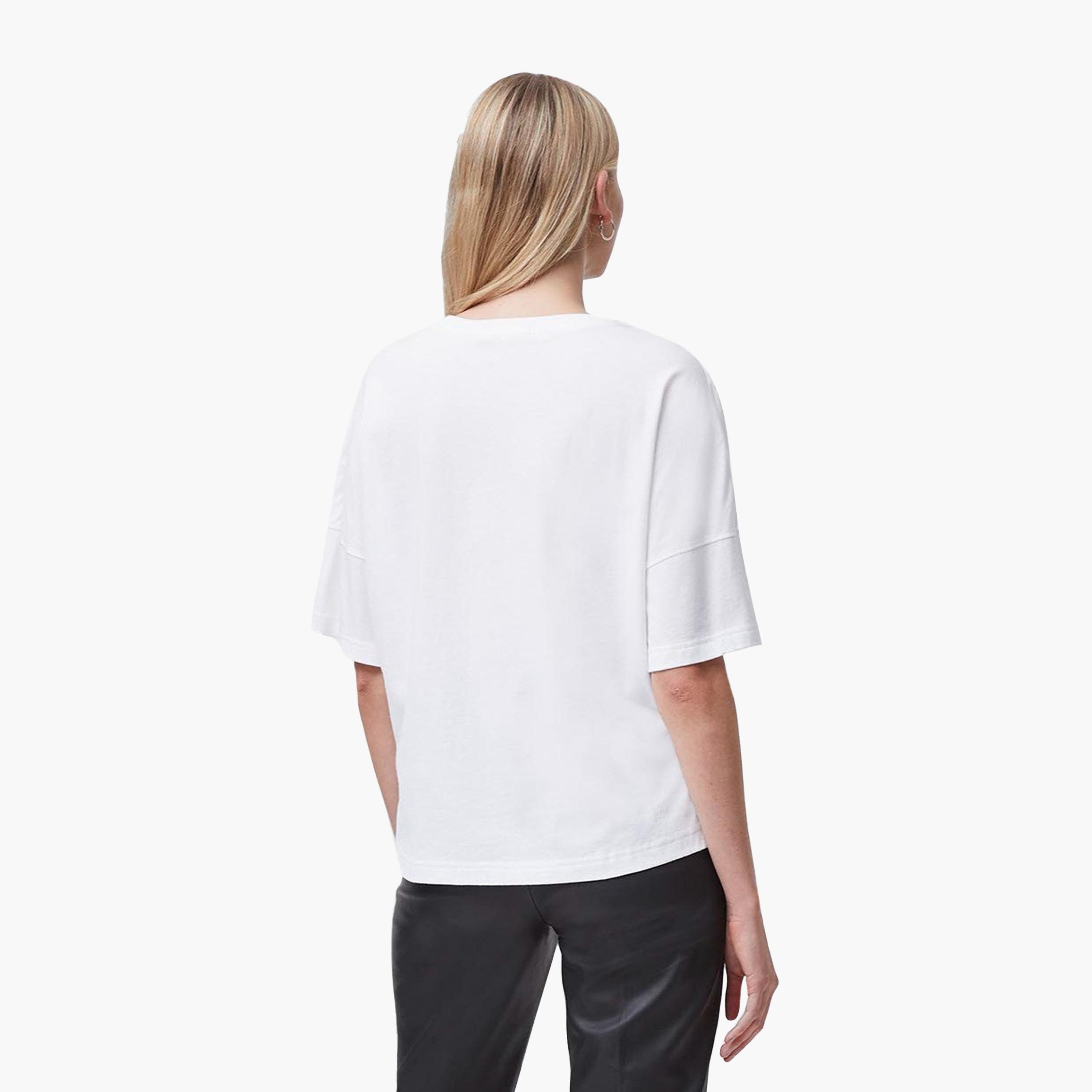 French Connection White Cotton Dropped Sleeves Women's T-Shirt-women-clothing-tshirts-image-3
