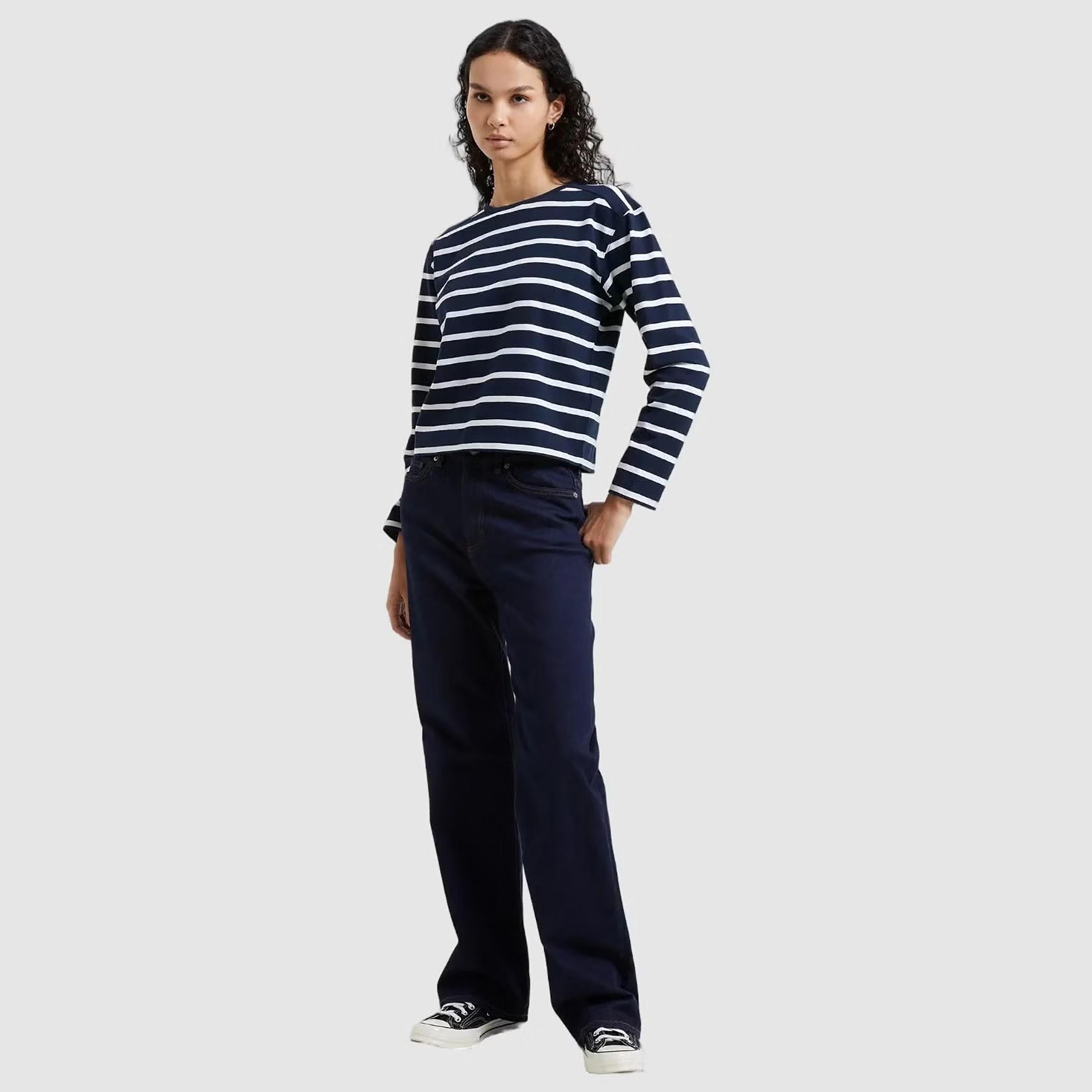 تيشيرت حريمي مخطط باللون الأزرق من فرينش كونكشن-women-clothing-tshirts-image-2