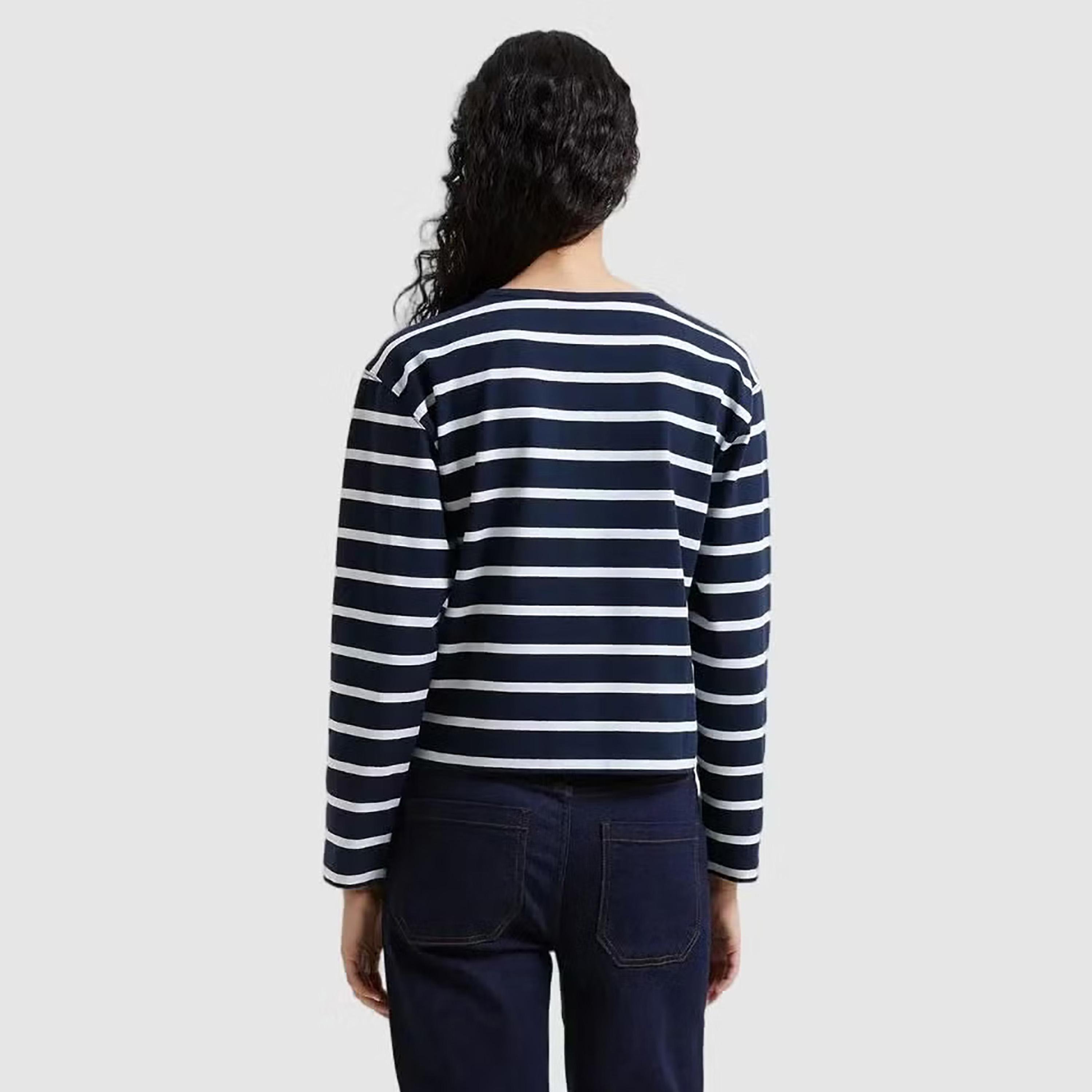 تيشيرت حريمي مخطط باللون الأزرق من فرينش كونكشن-women-clothing-tshirts-image-3