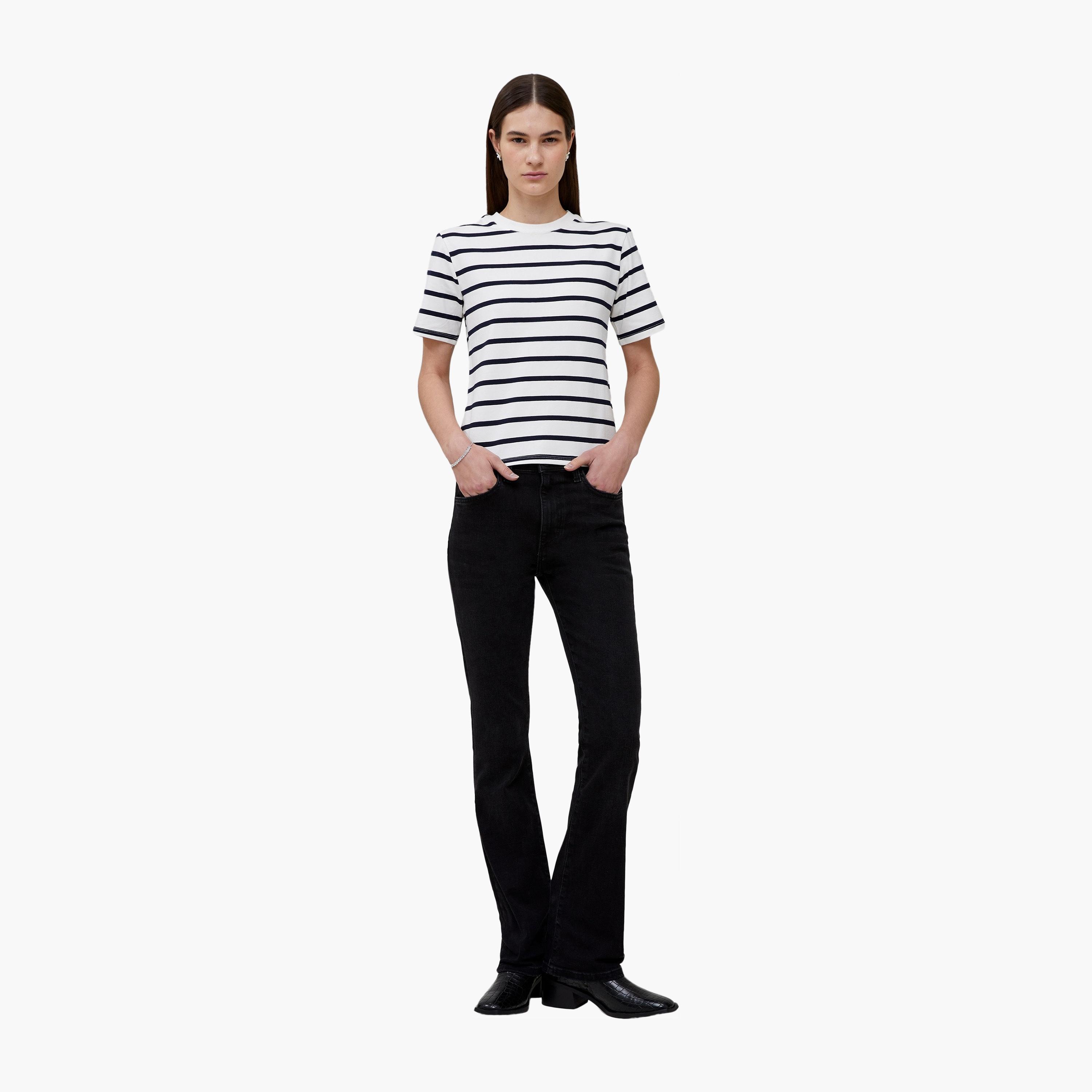 French Connection White Striped Women's T-Shirt-women-clothing-tshirts-image-2