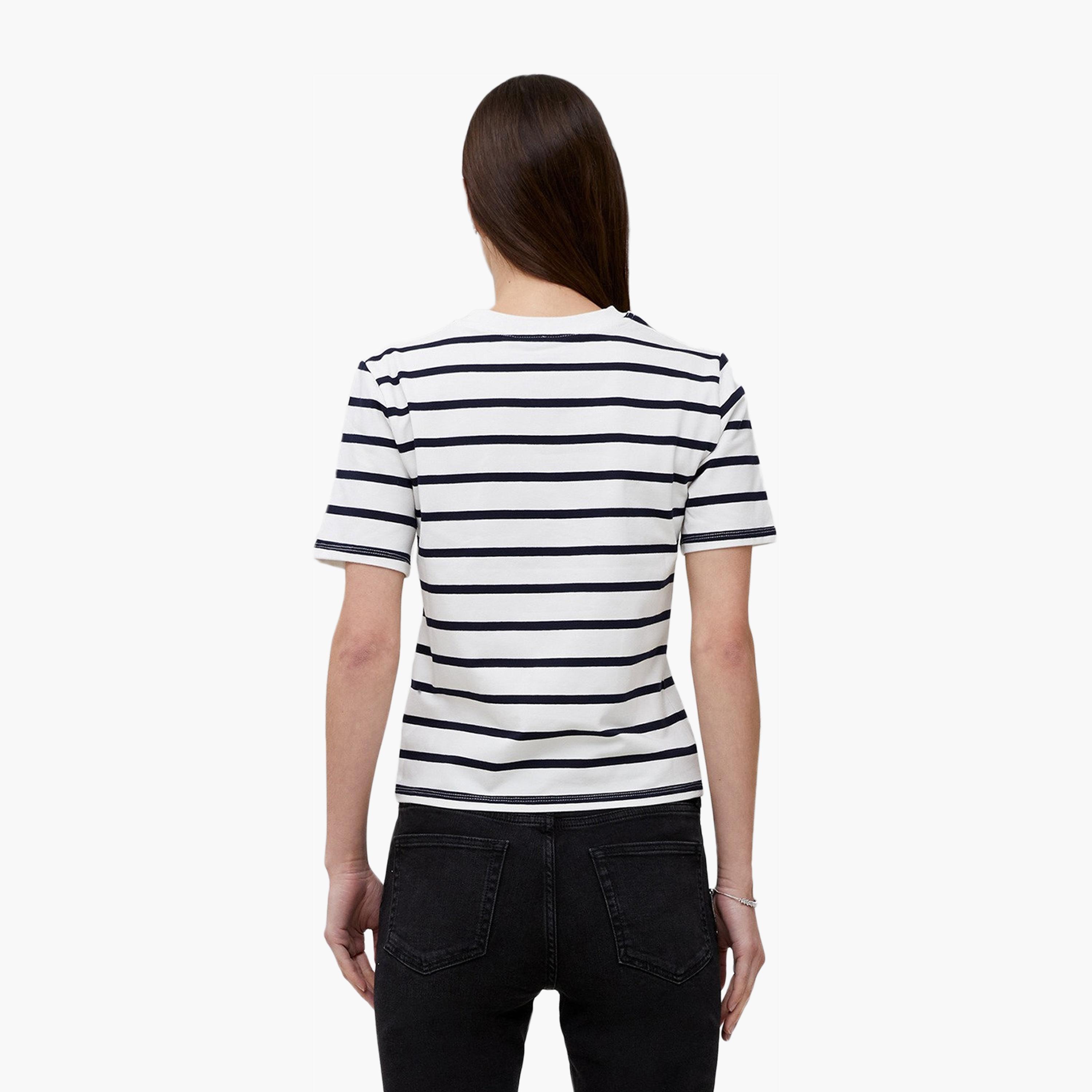 French Connection White Striped Women's T-Shirt-women-clothing-tshirts-image-3