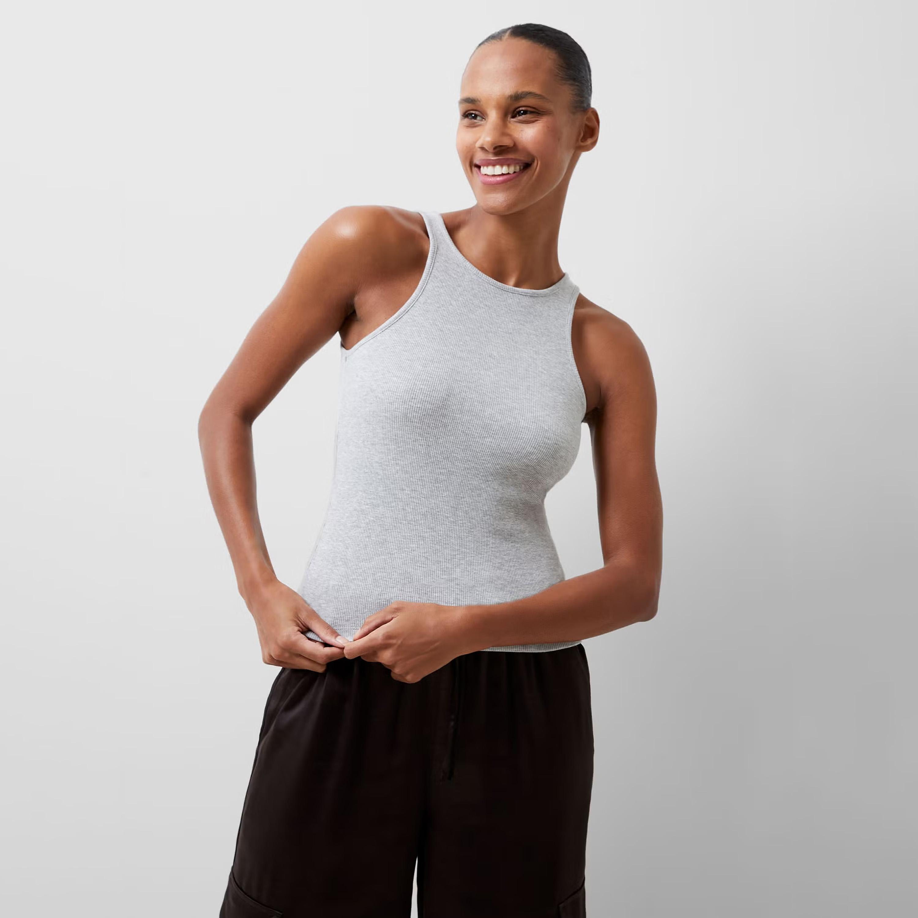 French Connection Grey Ribbed Women's Tank Top-women-clothing-shirtsandblouses-blouses-image-2