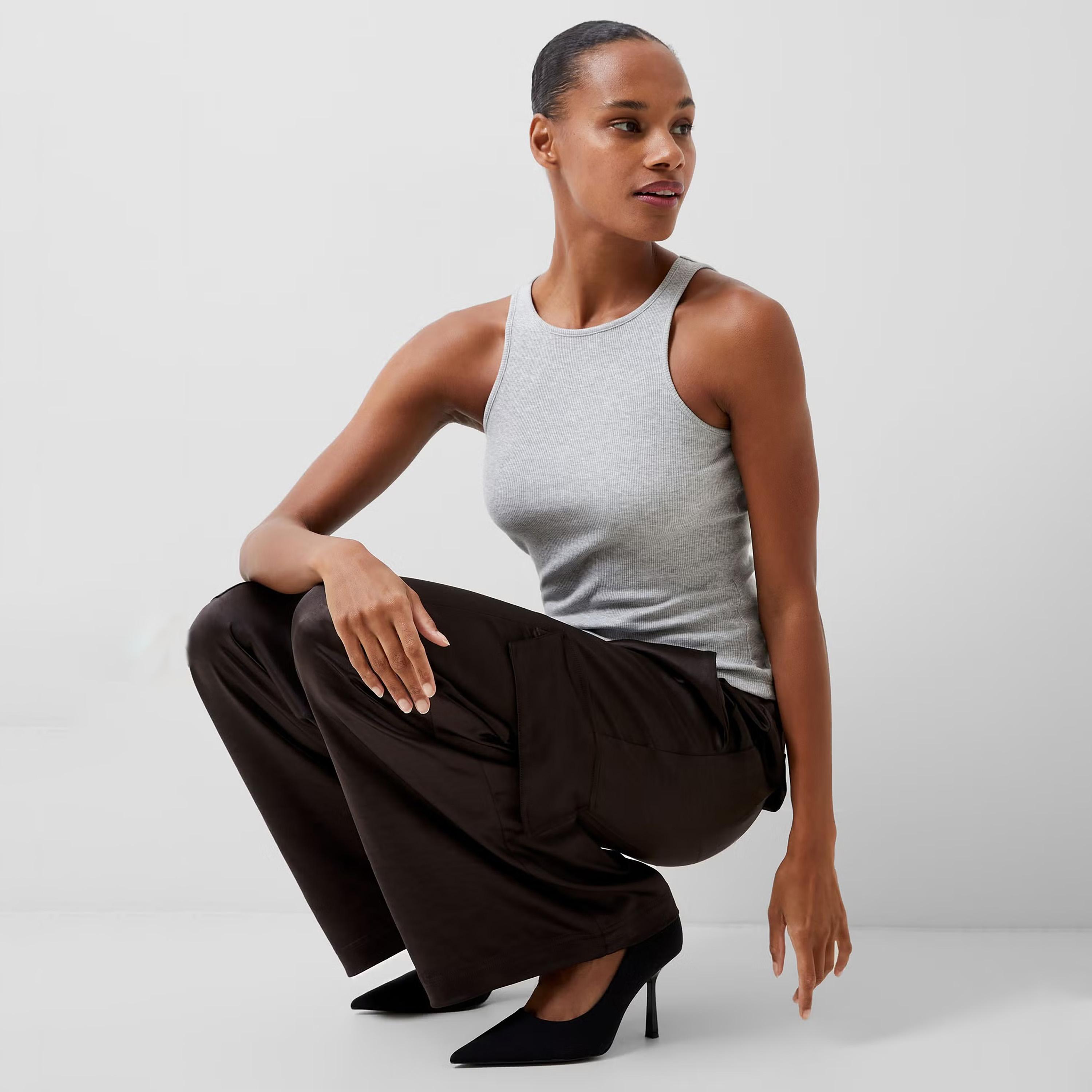 French Connection Grey Ribbed Women's Tank Top-women-clothing-shirtsandblouses-blouses-image-4