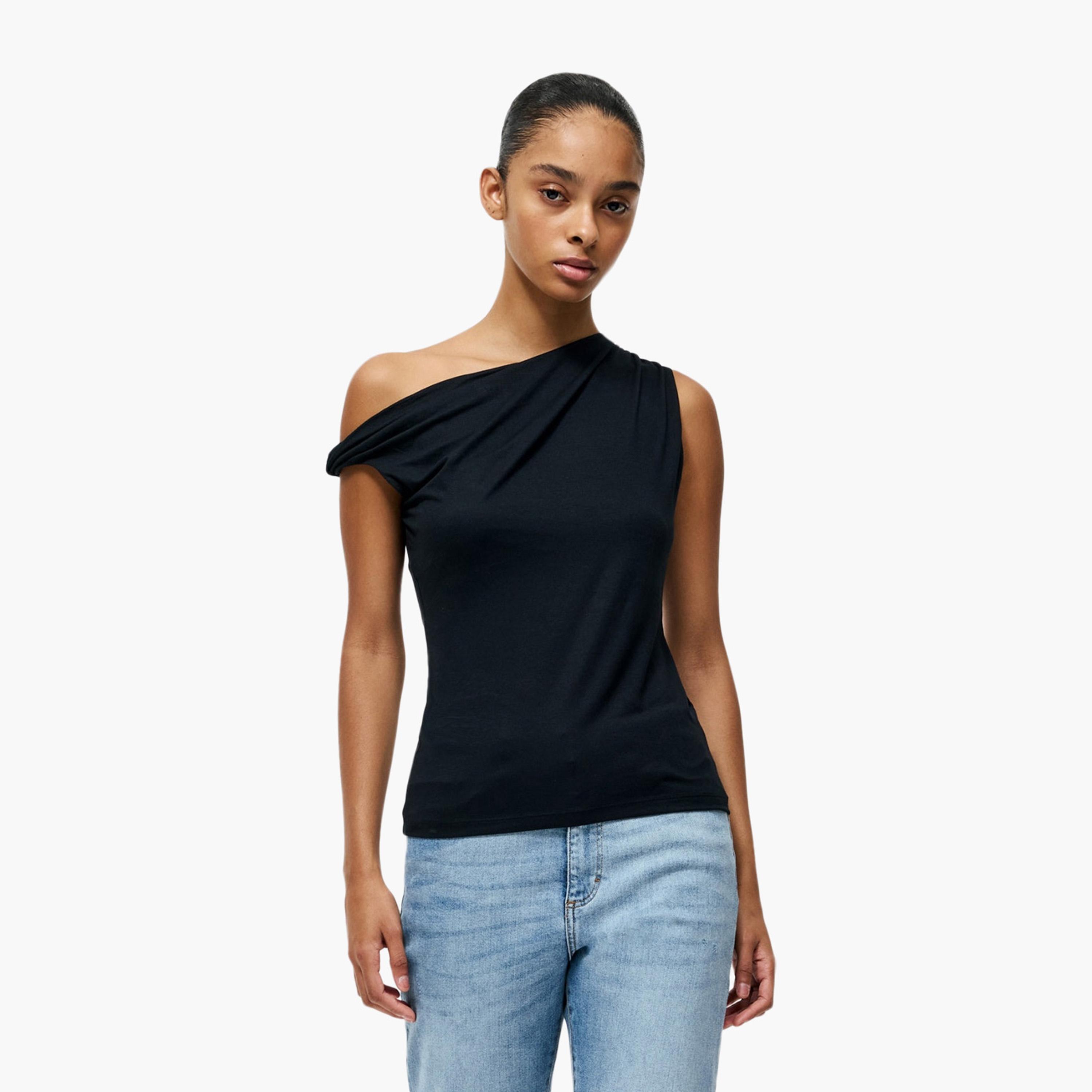 French Connection Black One Shoulder Women's Top-women-clothing-shirtsandblouses-blouses-image-1