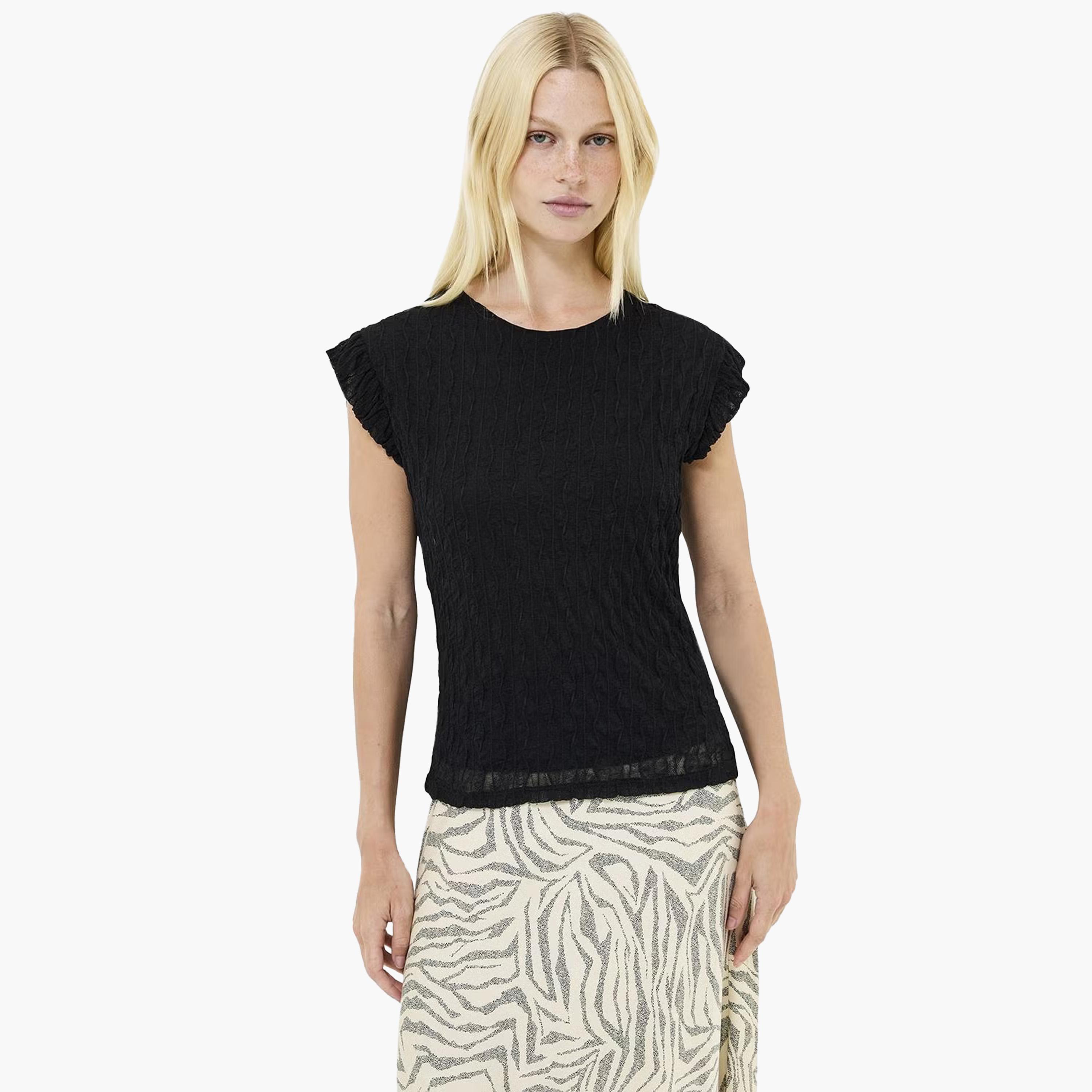 French Connection Black Textured Women's Top-women-clothing-shirtsandblouses-blouses-image-1