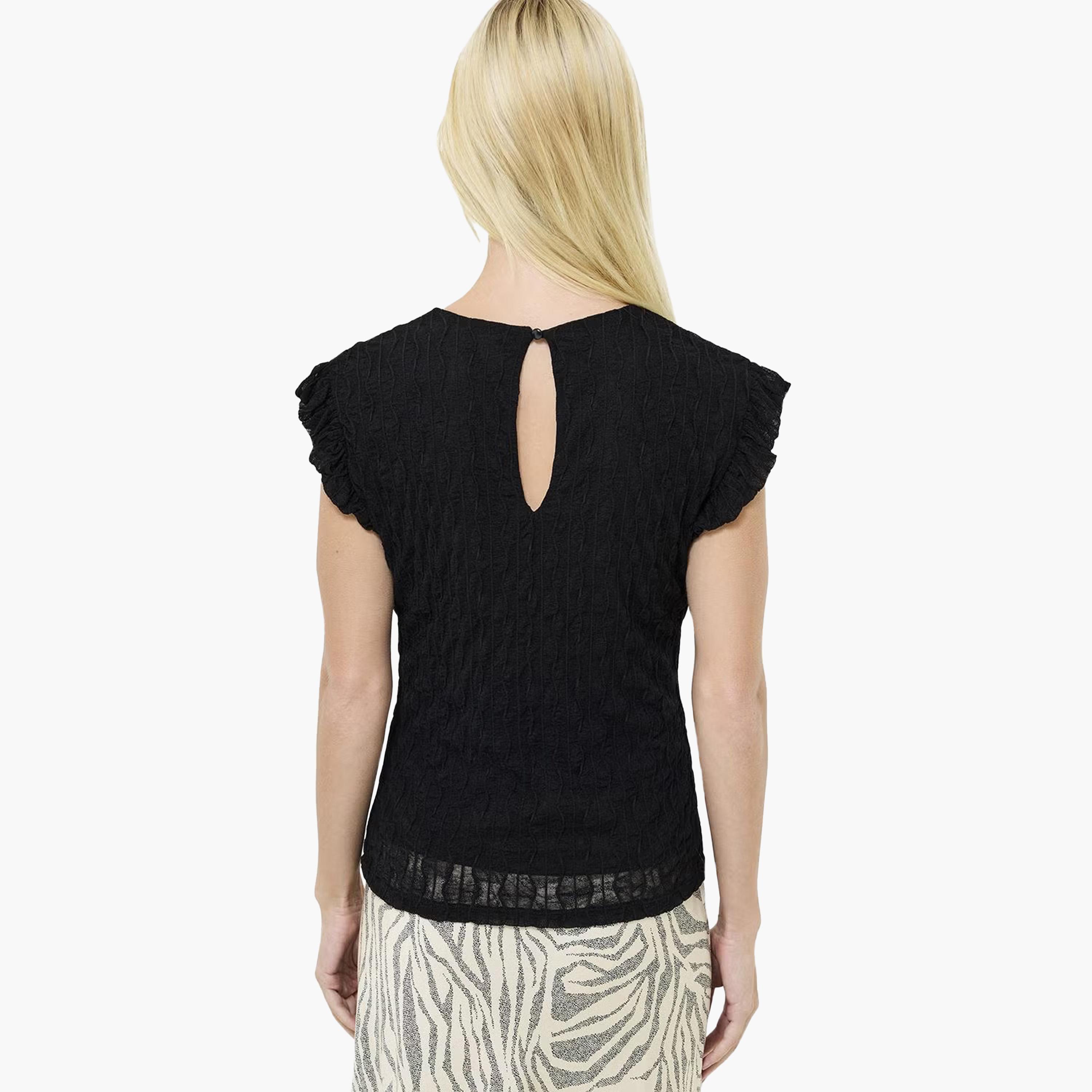 French Connection Black Textured Women's Top-women-clothing-shirtsandblouses-blouses-image-3