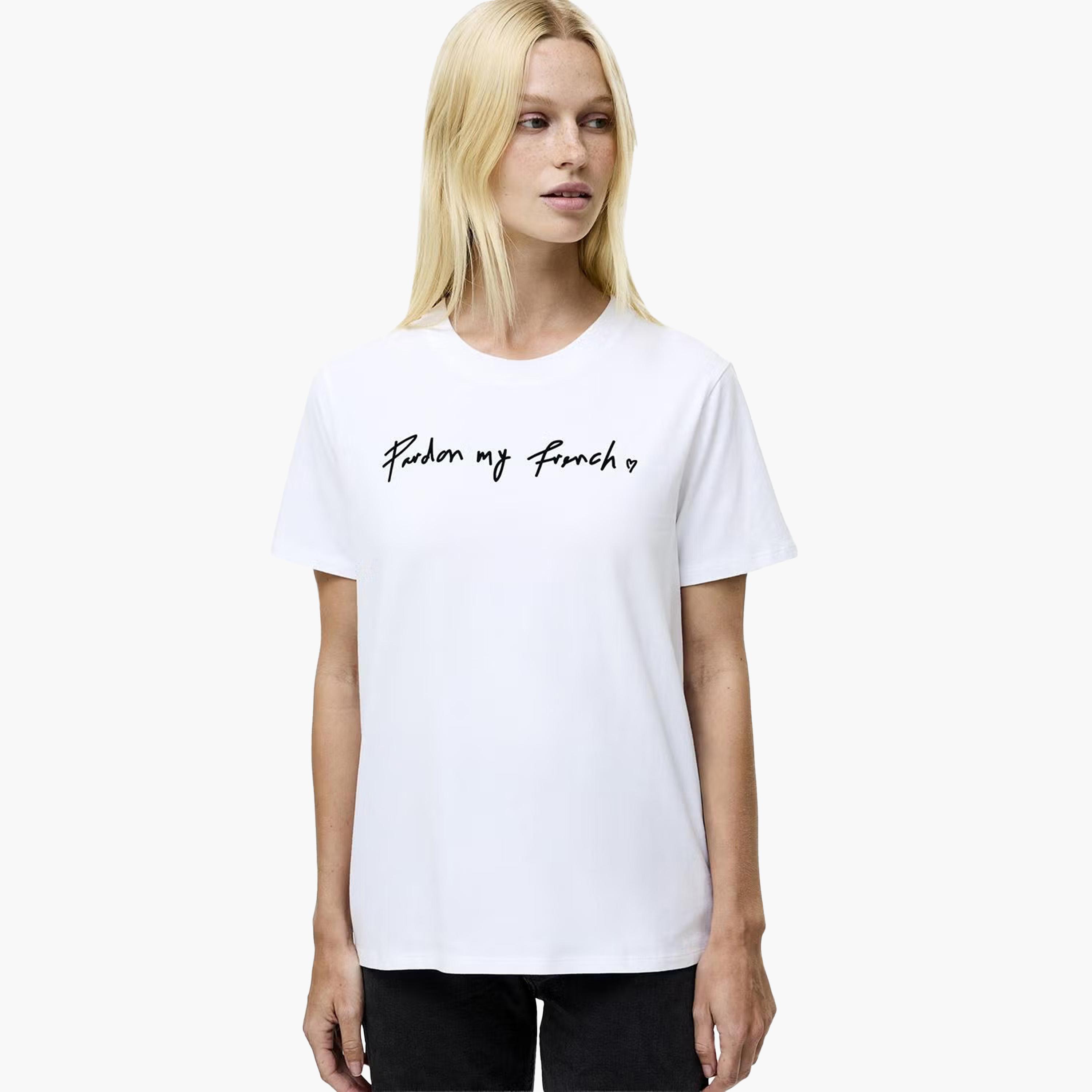 French Connection White Text-Print Cotton Women's T-Shirt-women-clothing-tshirts-image-1
