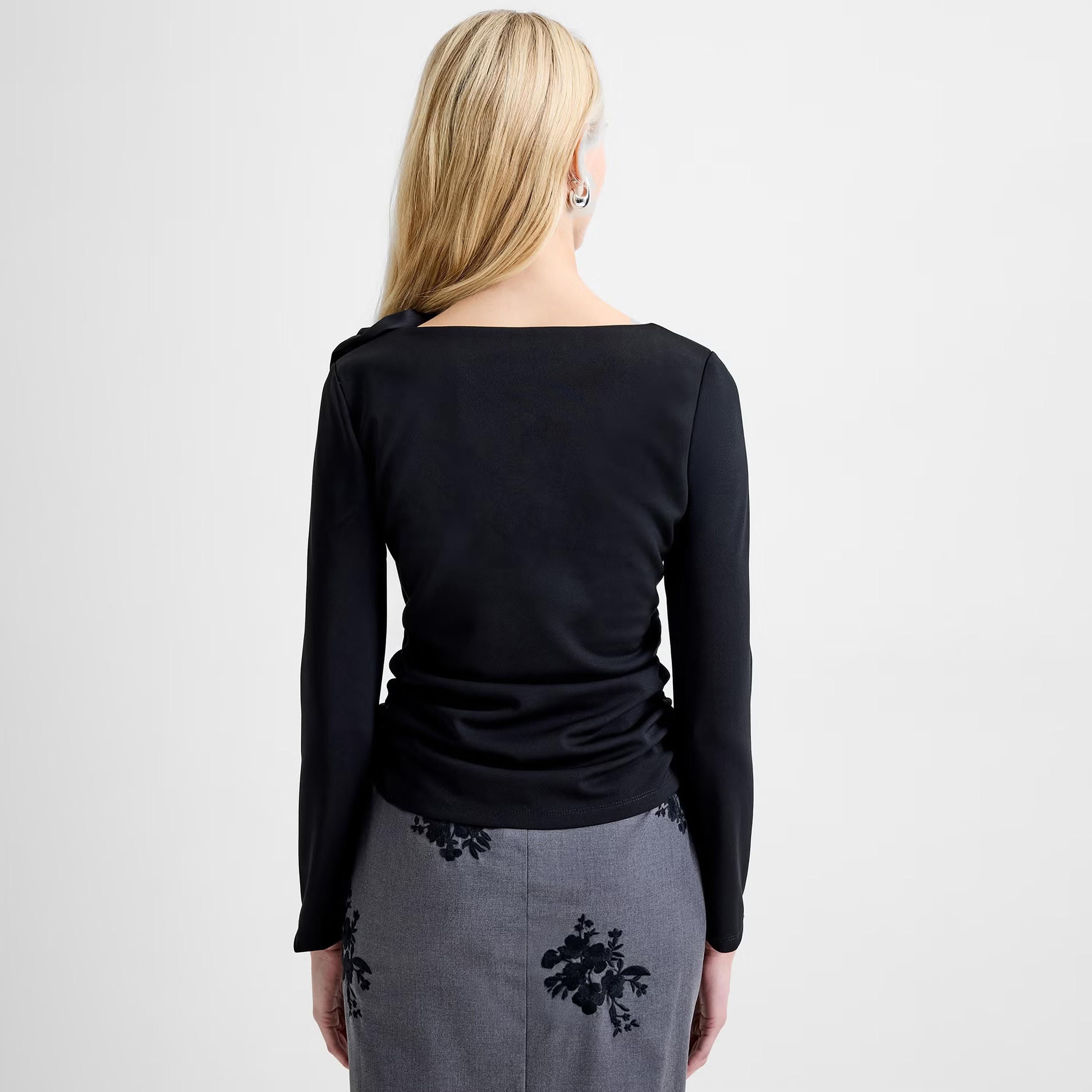 French Connection Black Asymmetric Neck Women's Top-women-clothing-shirtsandblouses-blouses-image-2