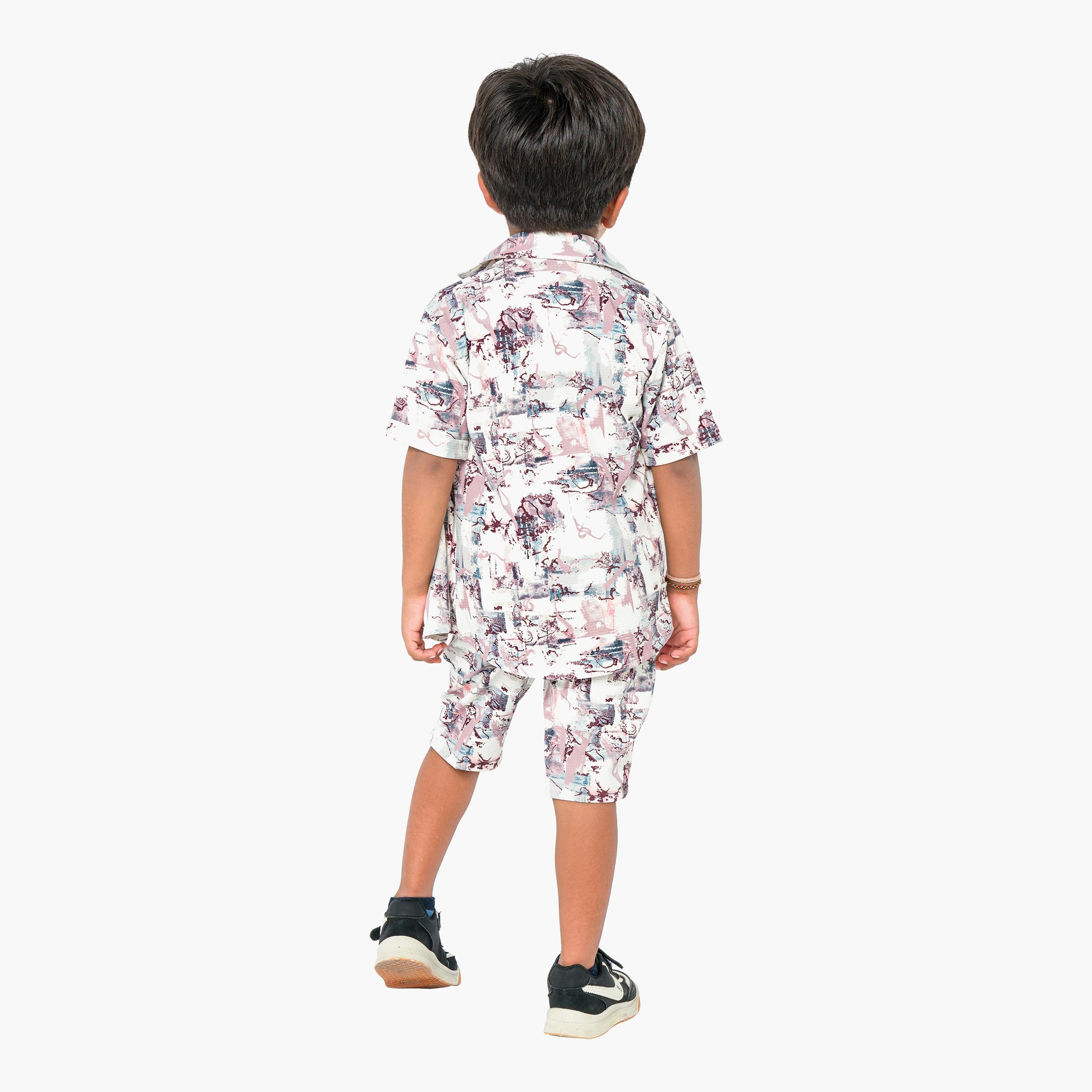 Babyqlo 3-Piece Printed Short Sleeves Shirt, T-Shirt with Shorts-boys-clothing-setsandcoords-image-2