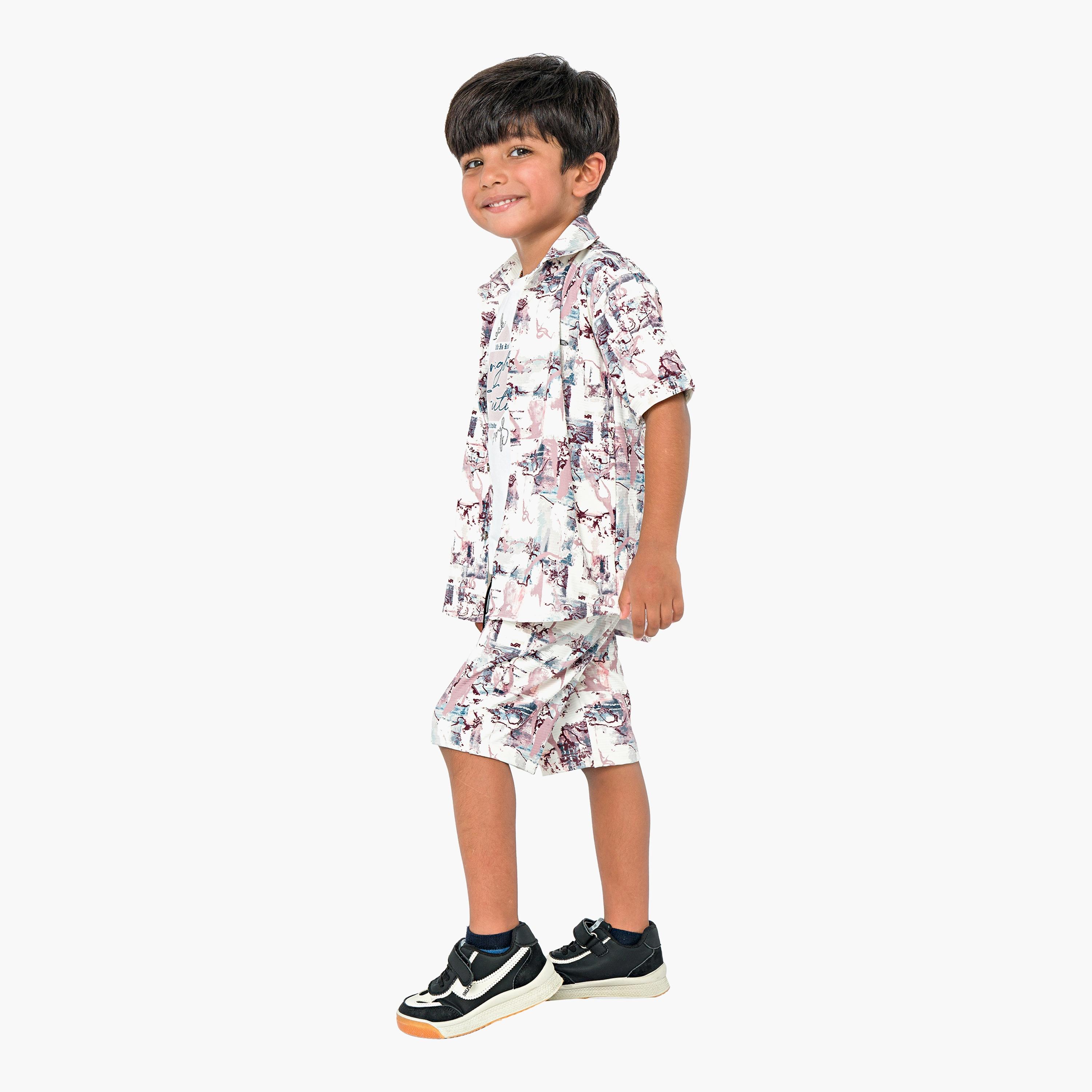 Babyqlo 3-Piece Printed Short Sleeves Shirt, T-Shirt with Shorts-boys-clothing-setsandcoords-image-4