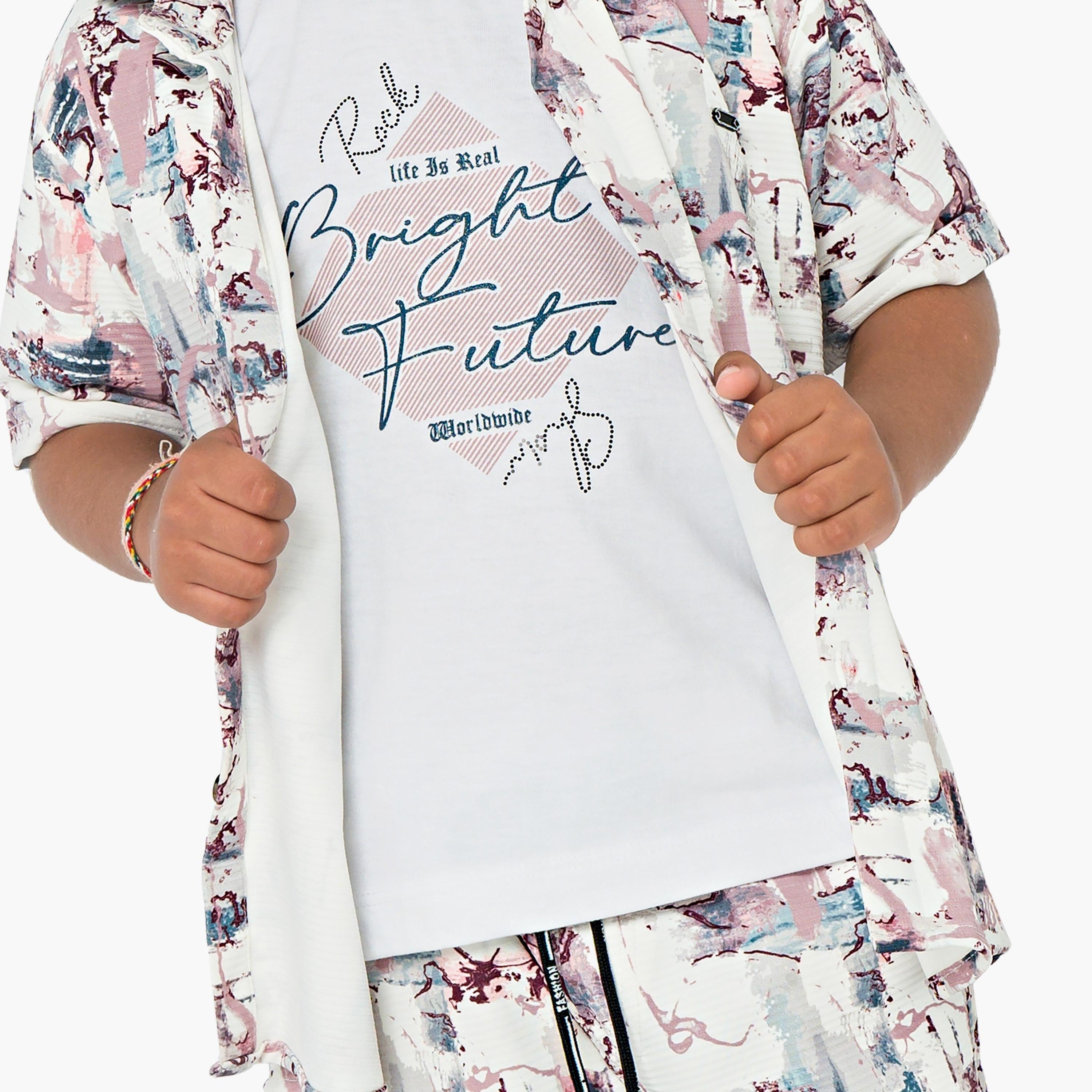 Babyqlo 3-Piece Printed Short Sleeves Shirt, T-Shirt with Shorts-boys-clothing-setsandcoords-image-5