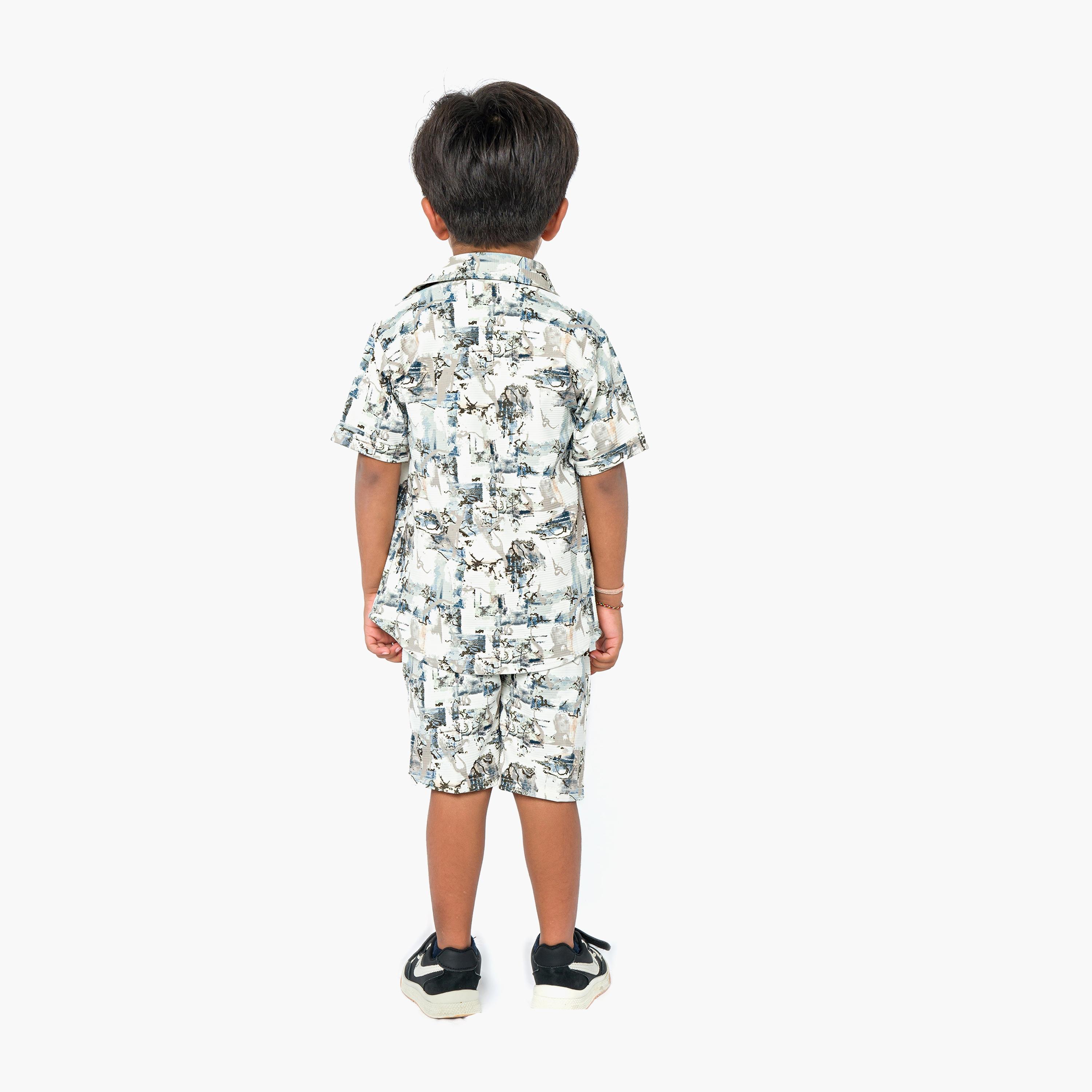Babyqlo 3-Piece Printed Short Sleeves Shirt, T-Shirt with Shorts-boys-clothing-setsandcoords-image-2