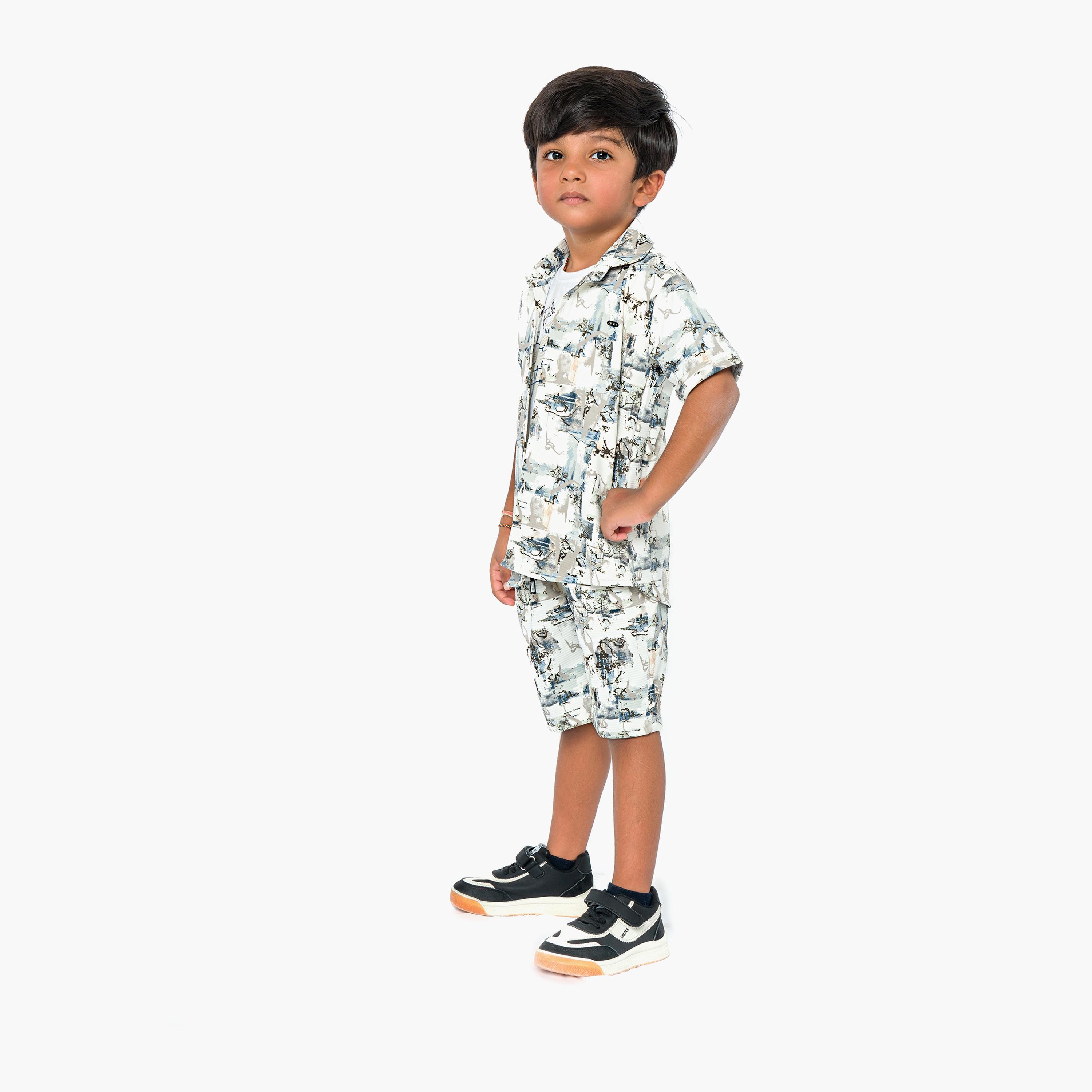 Babyqlo 3-Piece Printed Short Sleeves Shirt, T-Shirt with Shorts-boys-clothing-setsandcoords-image-3
