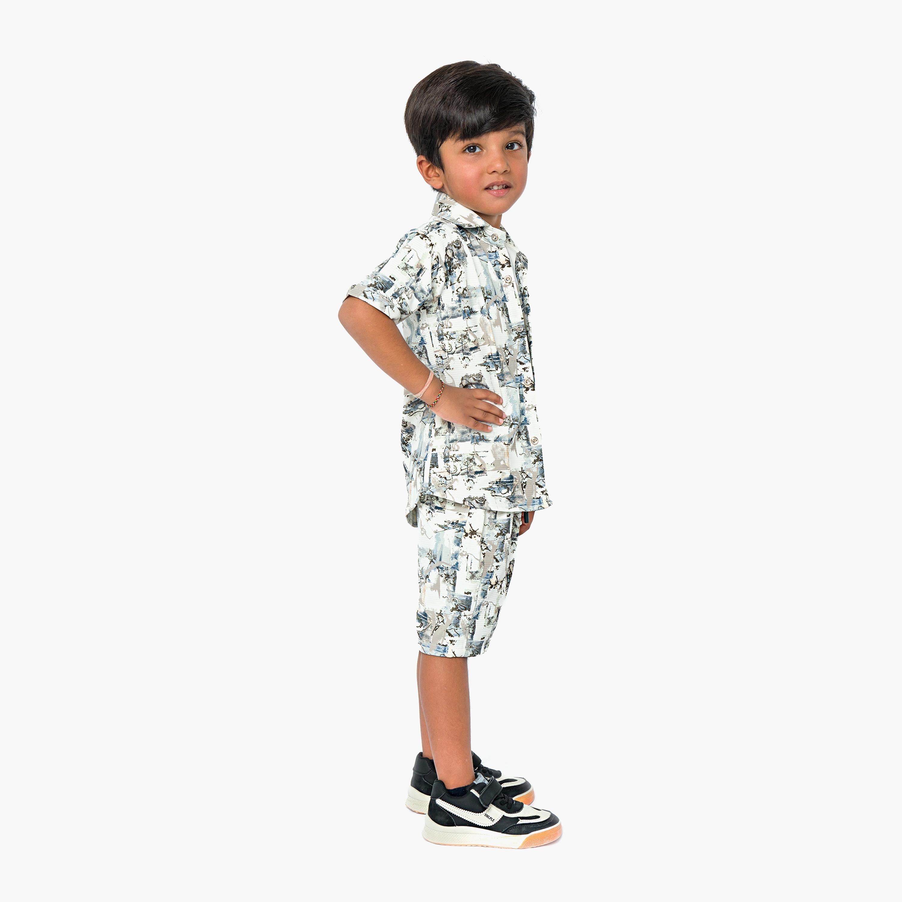 Babyqlo 3-Piece Printed Short Sleeves Shirt, T-Shirt with Shorts-boys-clothing-setsandcoords-image-4