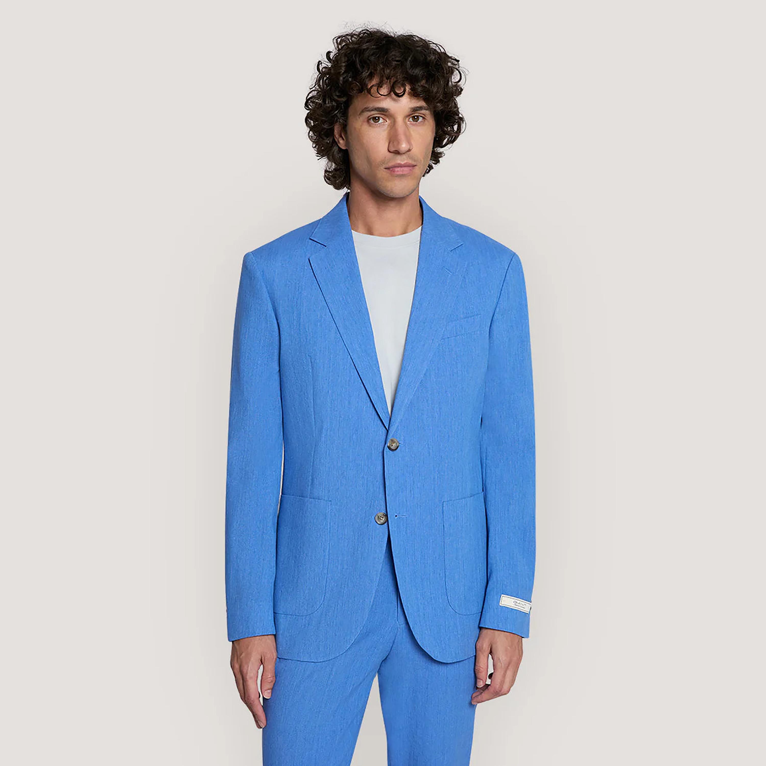 Gant Plain Linen Lapel Collar Long Sleeves Men's Blazer-men-clothing-jacketsandblazers-blazers-image-1