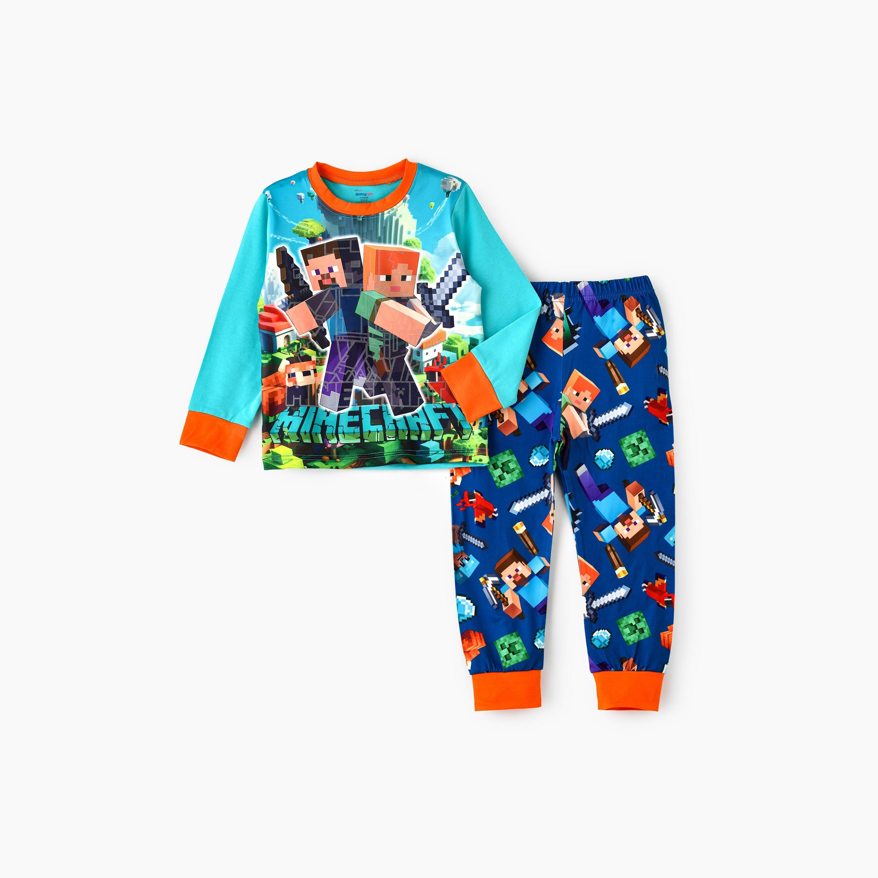 Babyqlo 2-Piece Printed Long Sleeves T-Shirt with Pyjama-boys-clothing-nightwear-image-1