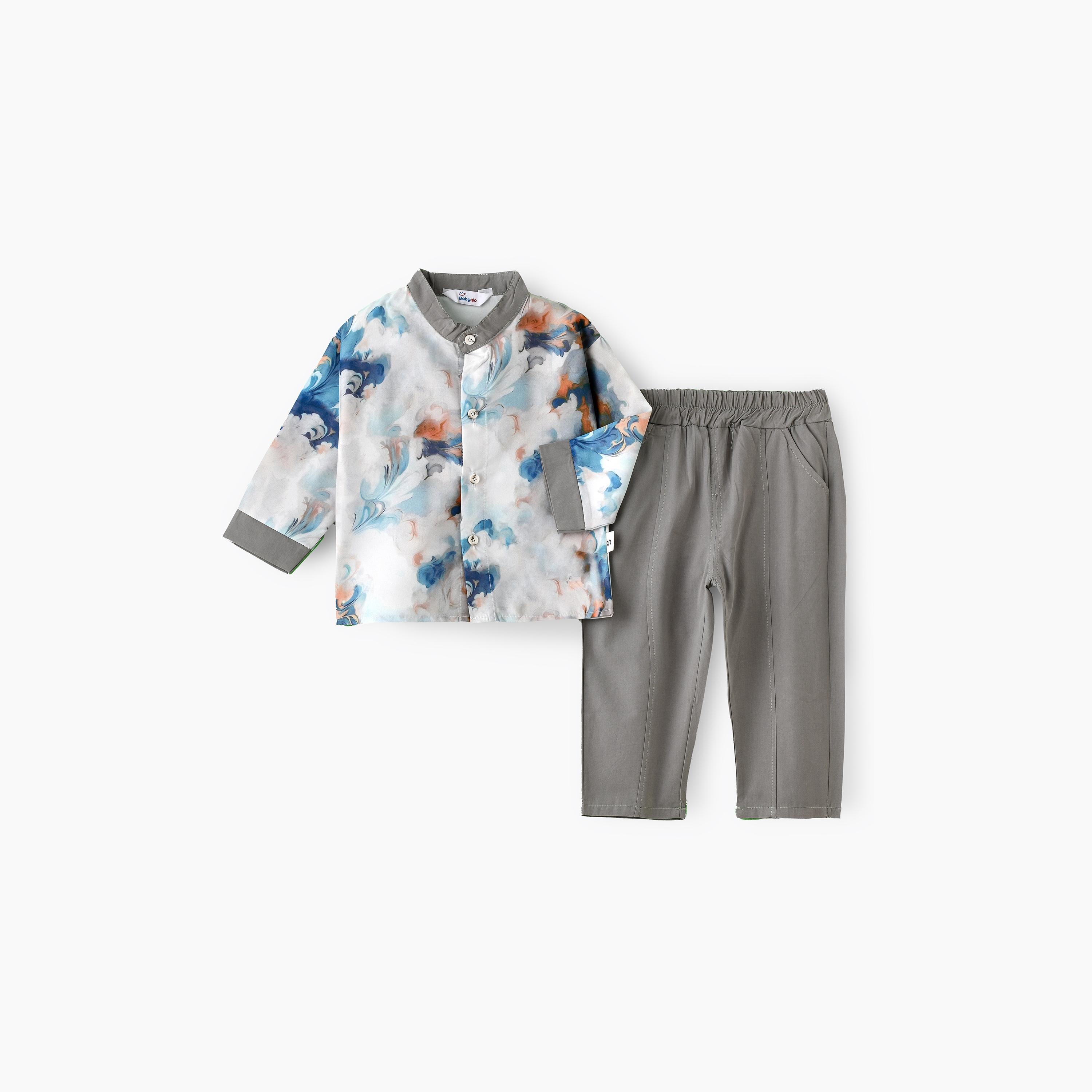 Babyqlo 2-Piece Printed Long Sleeves Shirt with Pyjama-baby-boys-clothing-setsandcoords-image-1