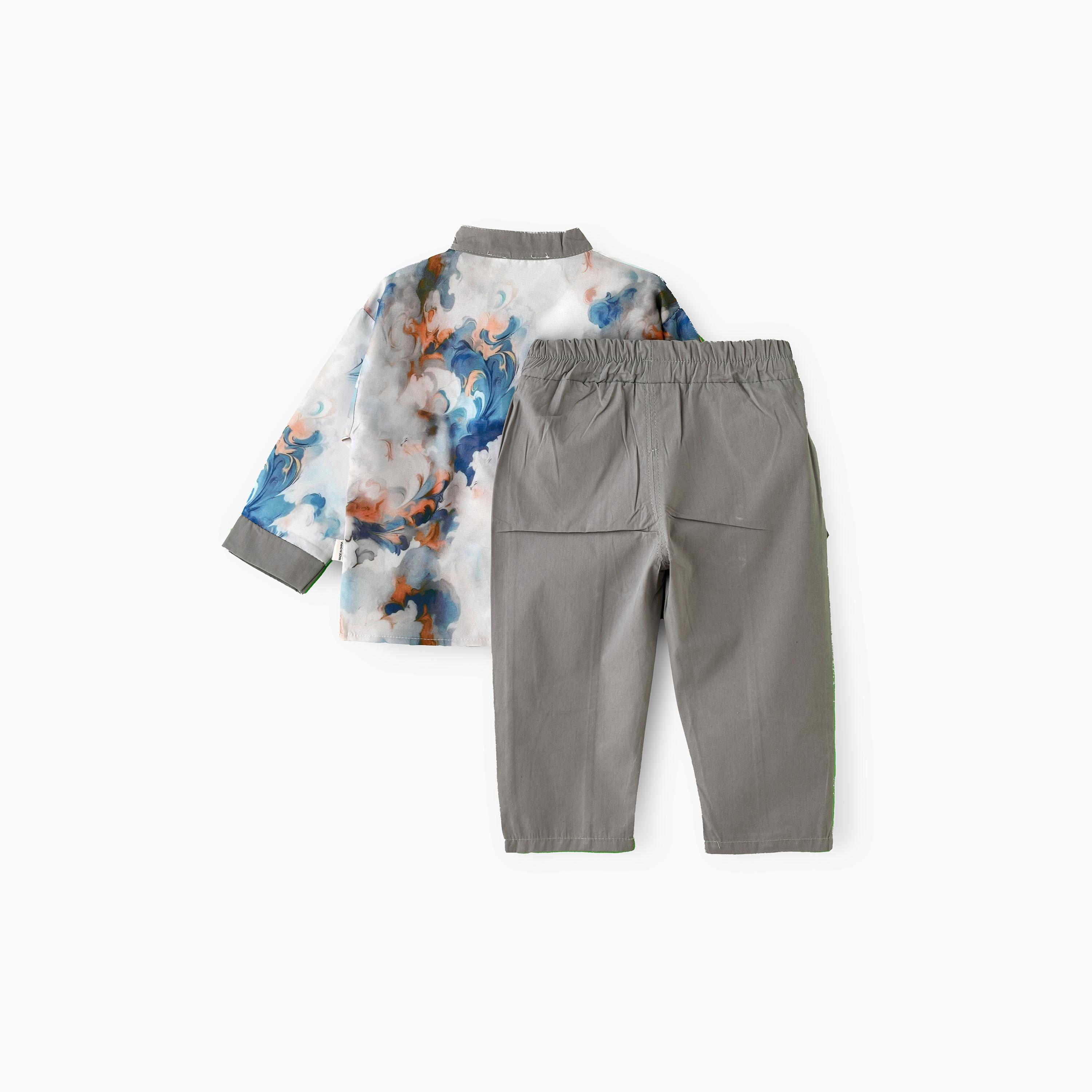 Babyqlo 2-Piece Printed Long Sleeves Shirt with Pyjama-baby-boys-clothing-setsandcoords-image-2