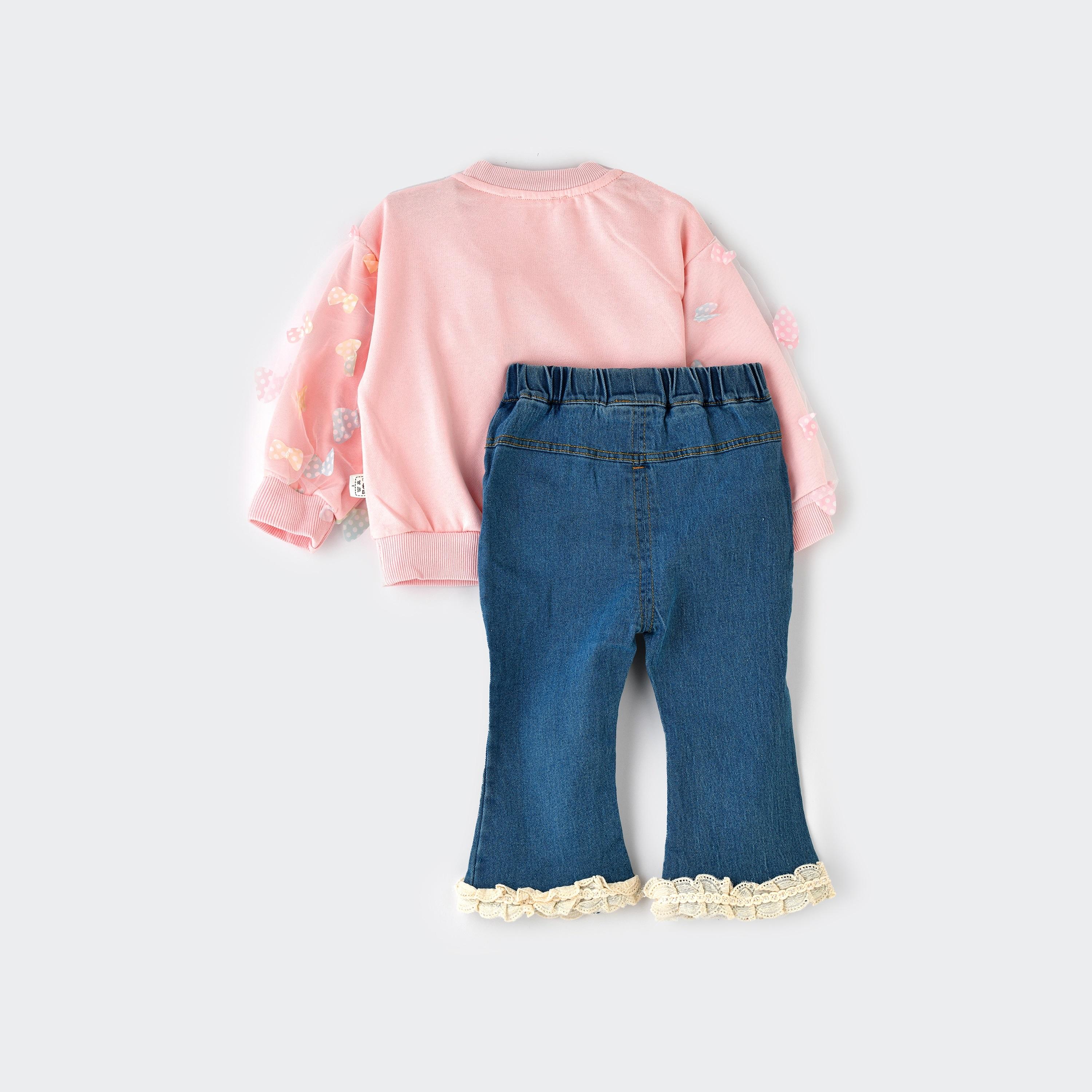 سويت شيرت مطبوع بأكمام طويلة قطعتين مع جينز من بيبيكلو-baby-girls-clothing-setsandcoords-image-3