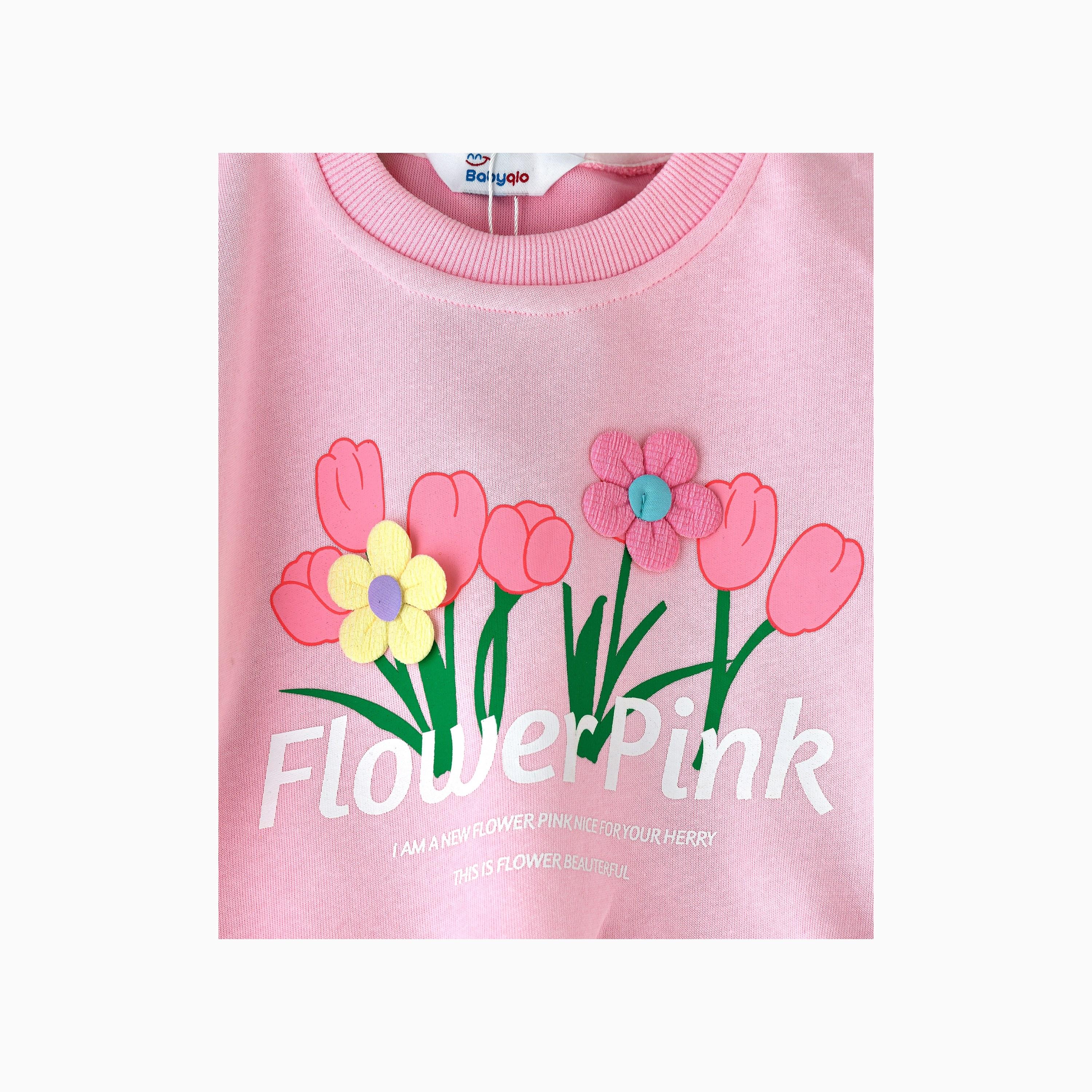 Babyqlo 2-Piece Floral Printed Long Sleeves Sweatshirt with Jeans-baby-girls-clothing-setsandcoords-image-2
