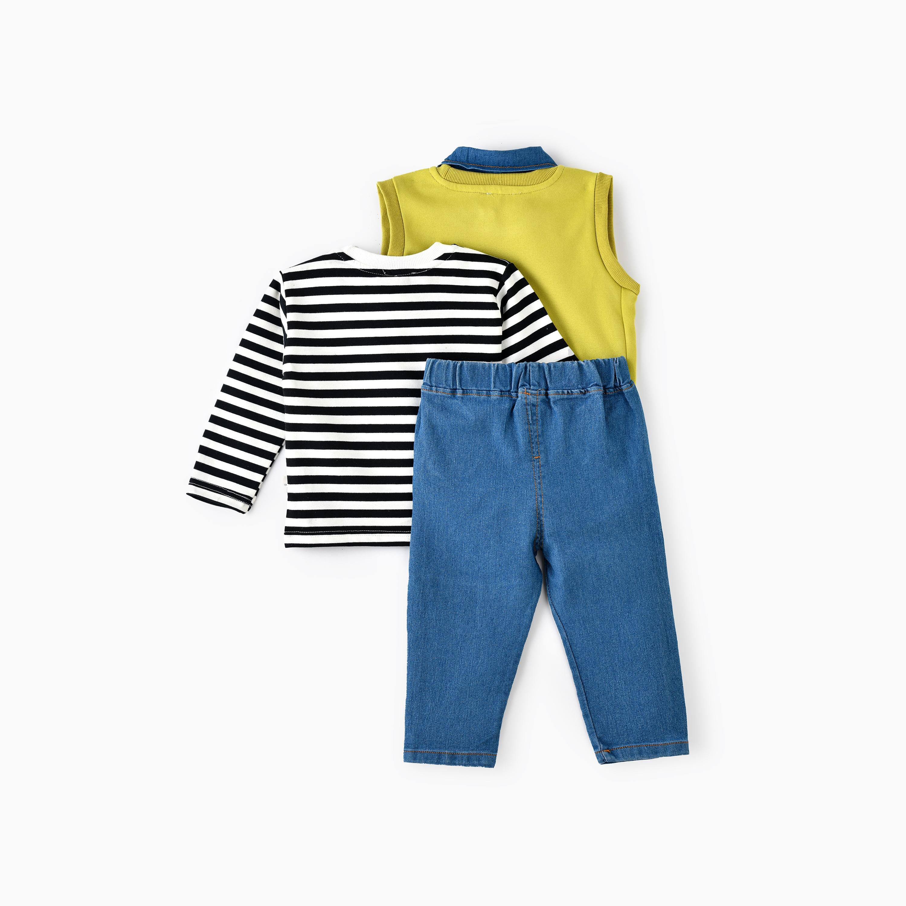 Babyqlo 3-Piece Printed Long Sleeves T-Shirt, Jeans with Sweater-boys-clothing-setsandcoords-image-3