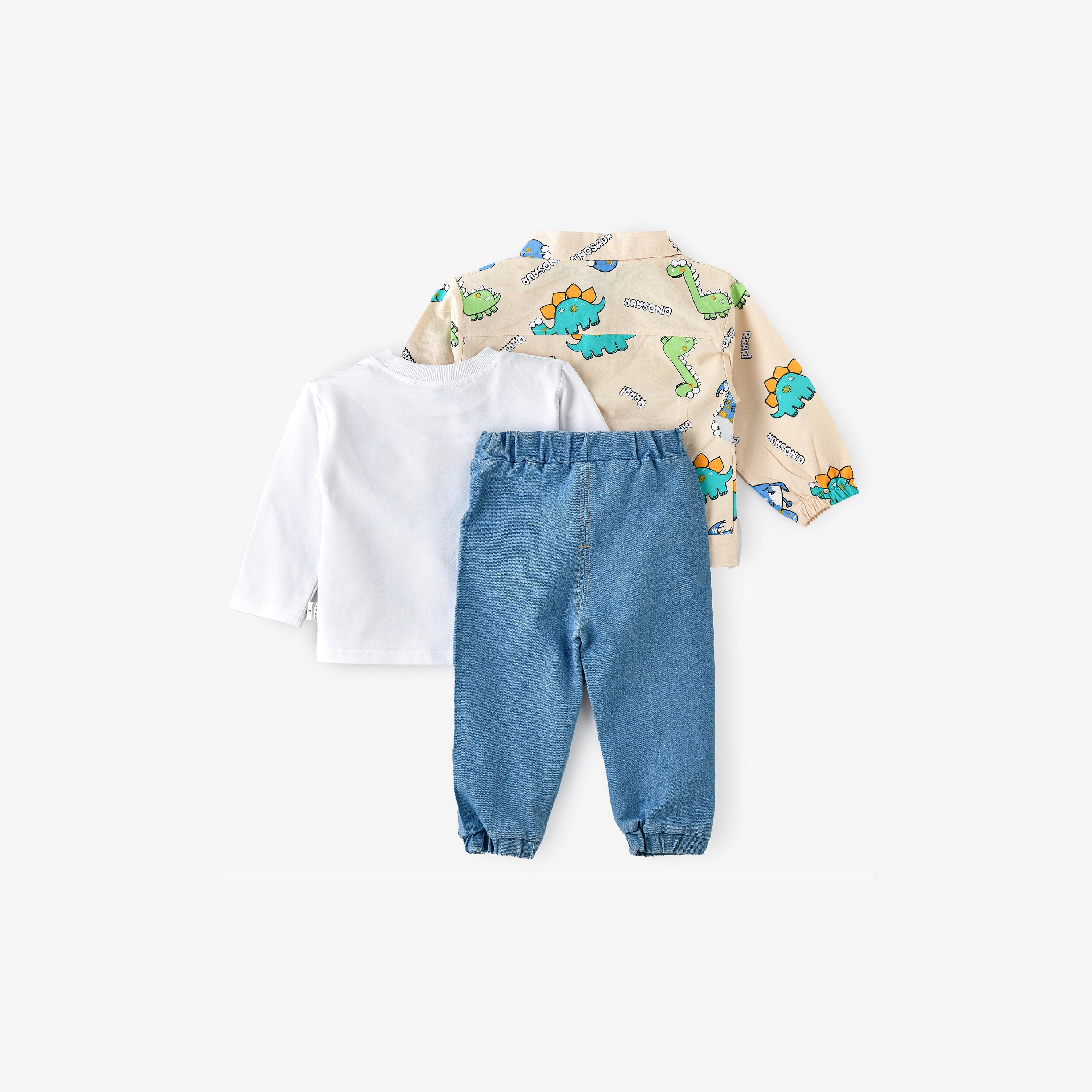 Babyqlo 3-Piece Printed Long Sleeves Shirt, T-Shirt with Jeans-baby-boys-clothing-setsandcoords-image-3