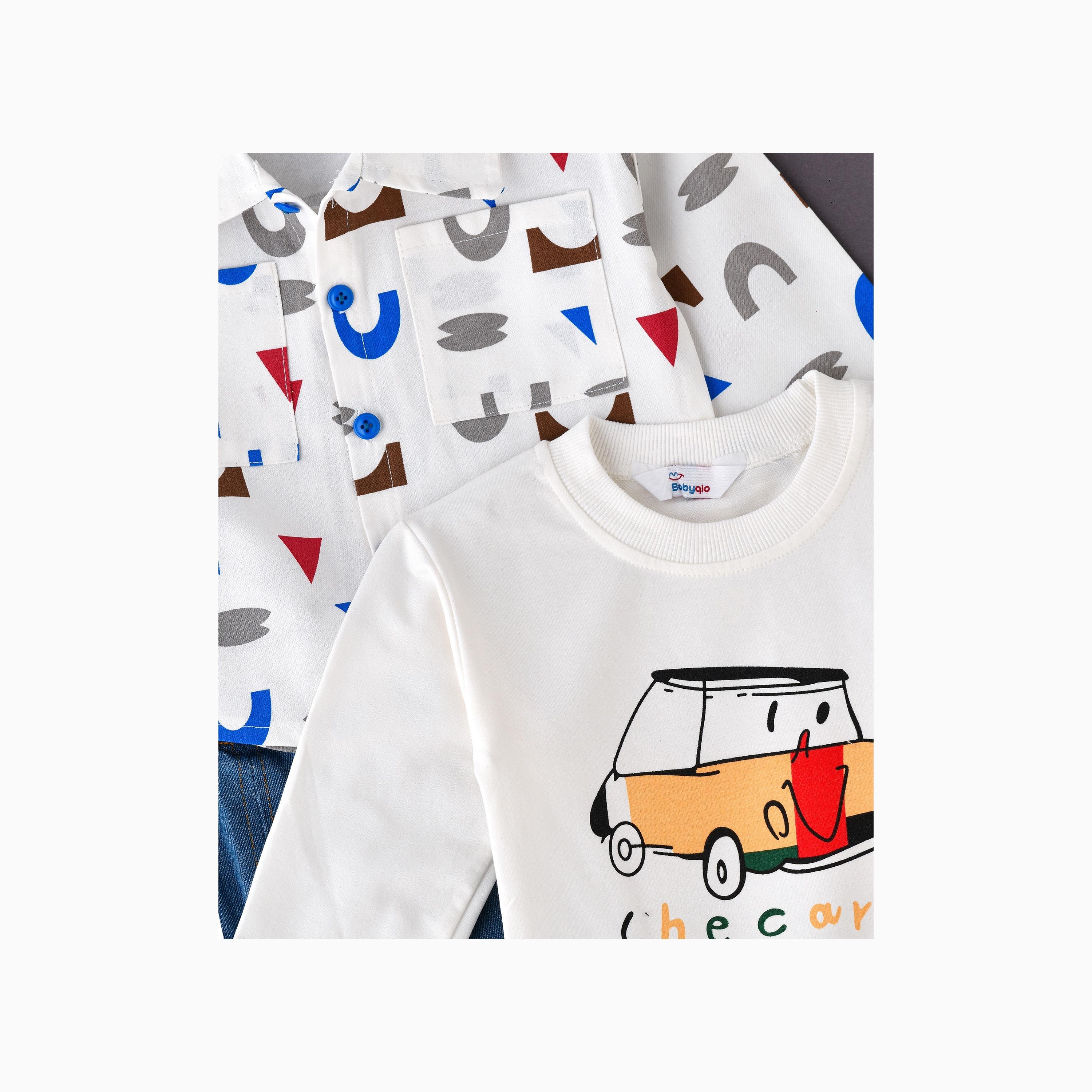 Babyqlo 3-Piece Printed Long Sleeves Shirt, T-Shirt with Jeans-baby-boys-clothing-setsandcoords-image-2