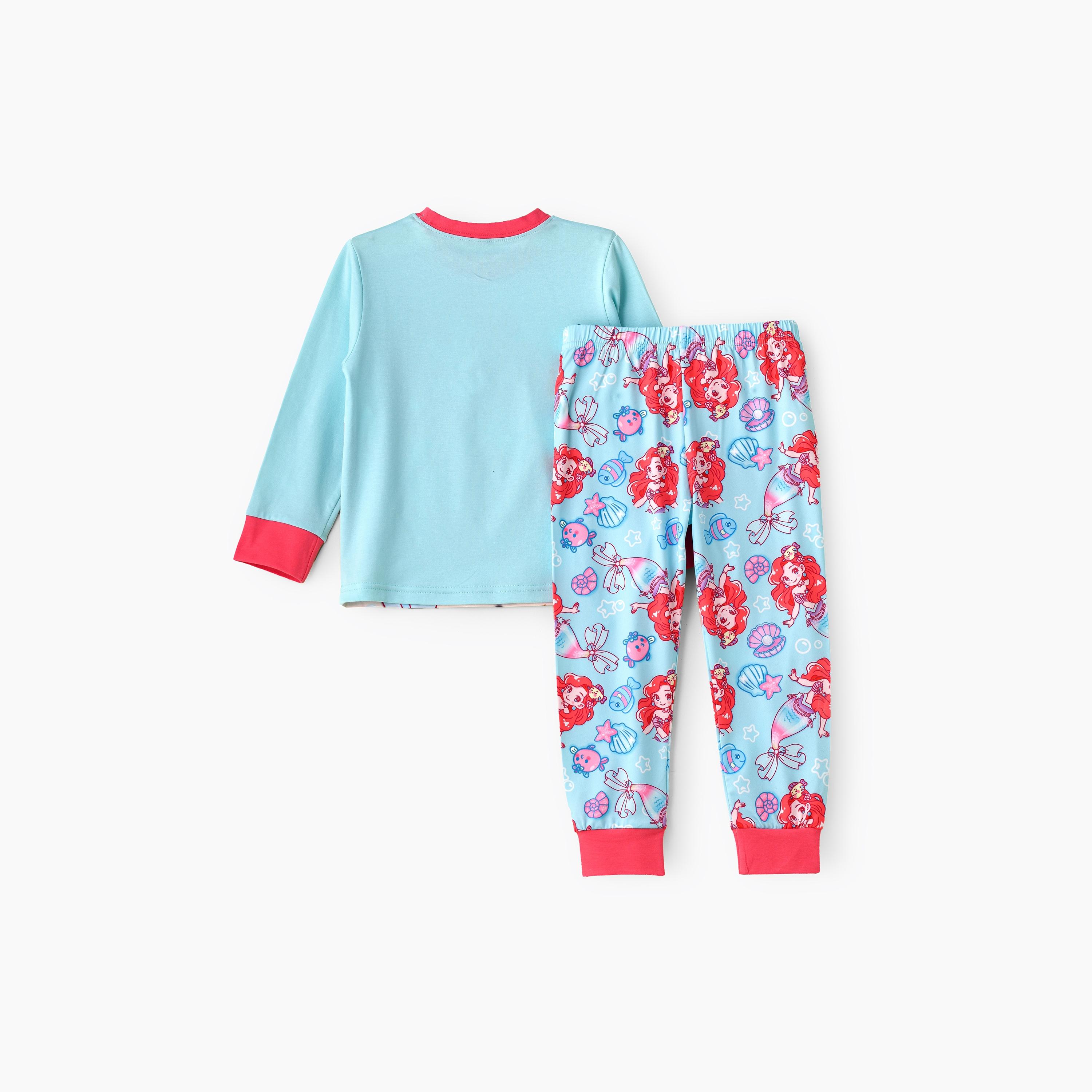 Babyqlo 2-Piece Mermaid Printed Glow-in-the-Dark T-Shirt with Joggers-girls-clothing-nightwear-image-2