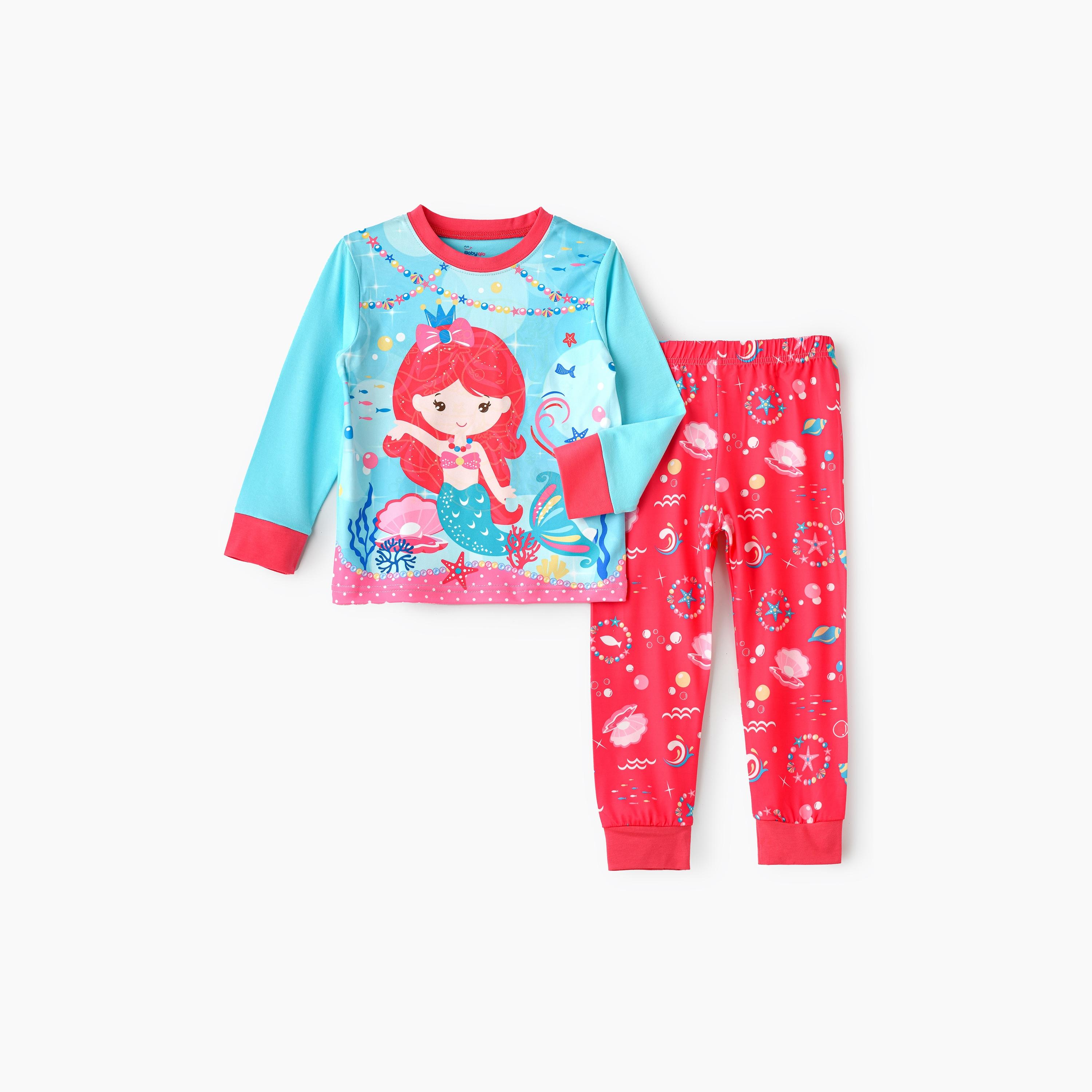 تي شيرت قطعتين بطبعة حورية البحر السحرية ويتوهج في الظلام مع بنطلون ركض من بيبيكلو-girls-clothing-nightwear-image-1