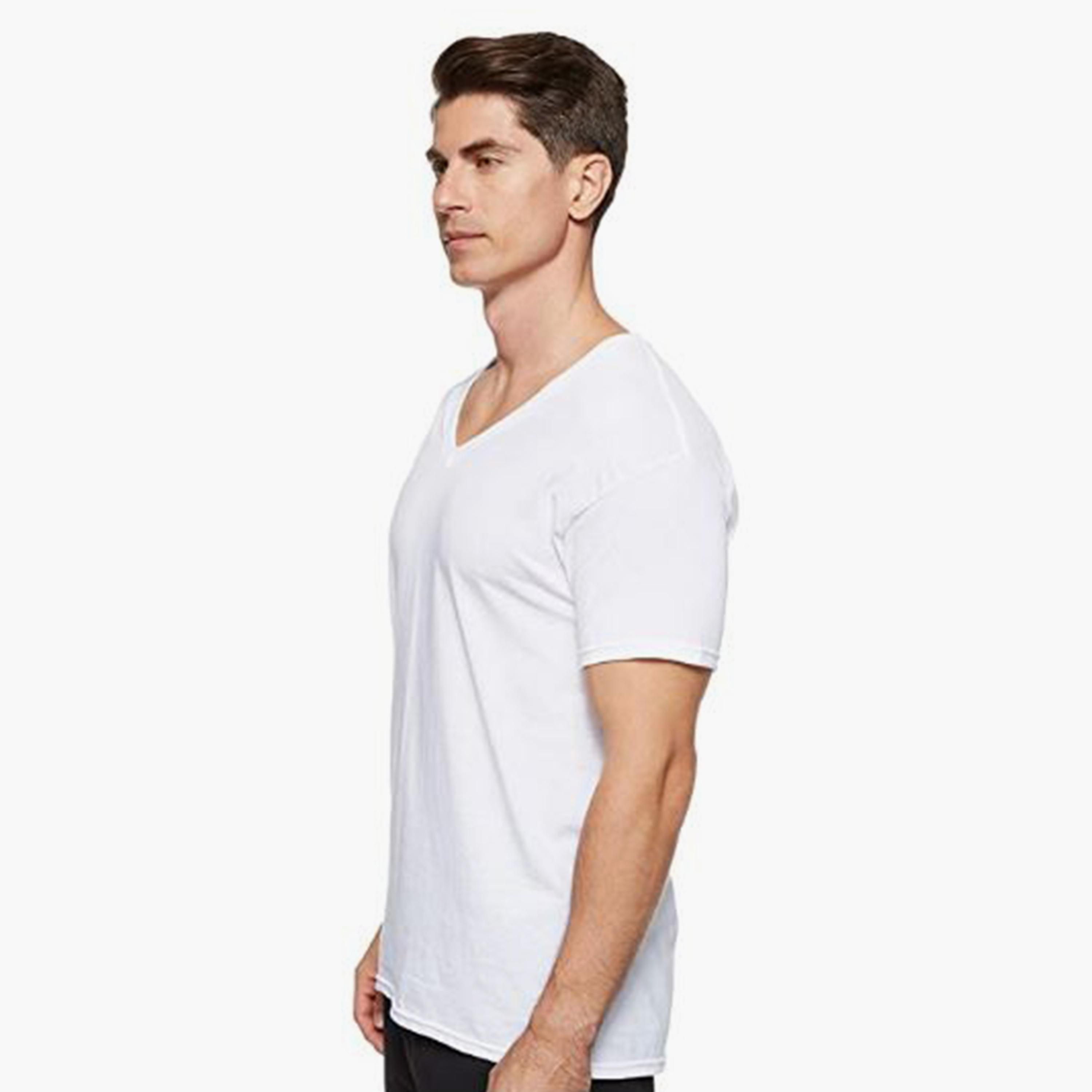 Hanes Pack of 3 Plain V-Neck Short Sleeves Men's T-Shirt-men-clothing-tshirtsandpolos-tshirts-image-4