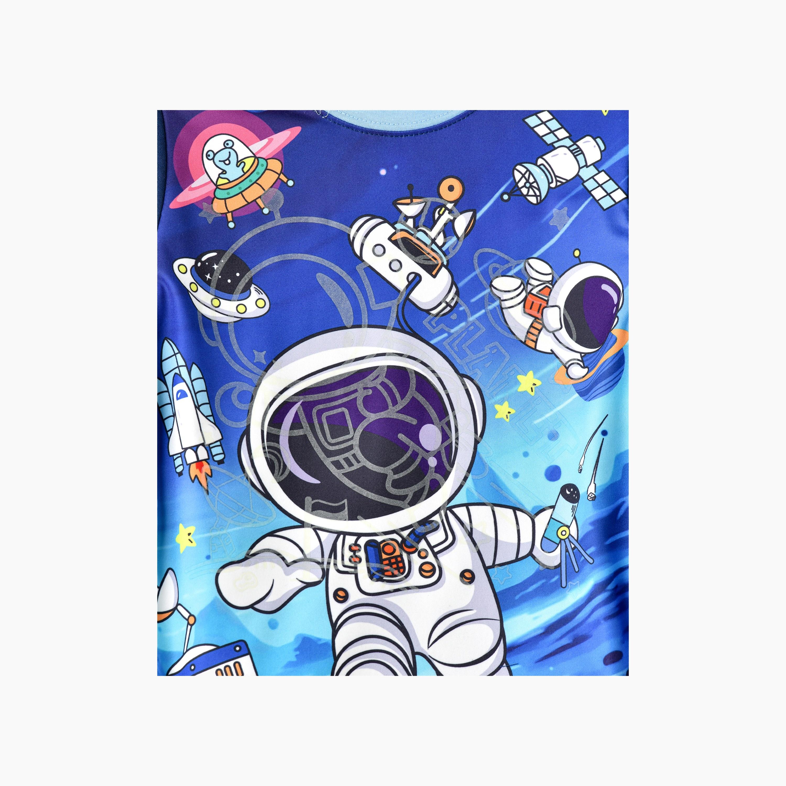 Babyqlo 2-Piece Space Adventure Printed Glow-in-the-Dark T-Shirt with Joggers-boys-clothing-nightwear-image-4