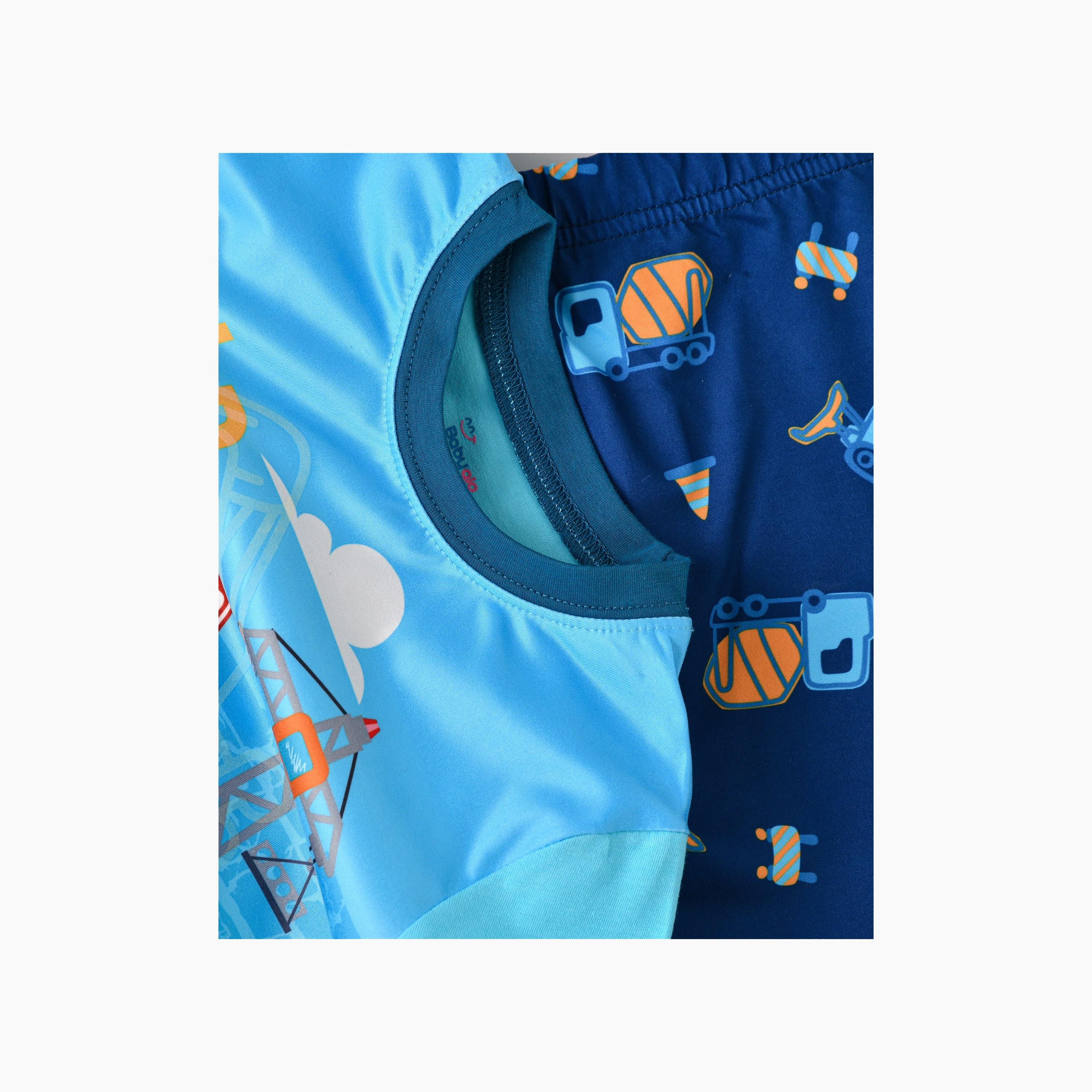 Babyqlo 2-Piece Construction Zone Printed Glow-in-the-Dark T-Shirt with Joggers-boys-clothing-nightwear-image-5