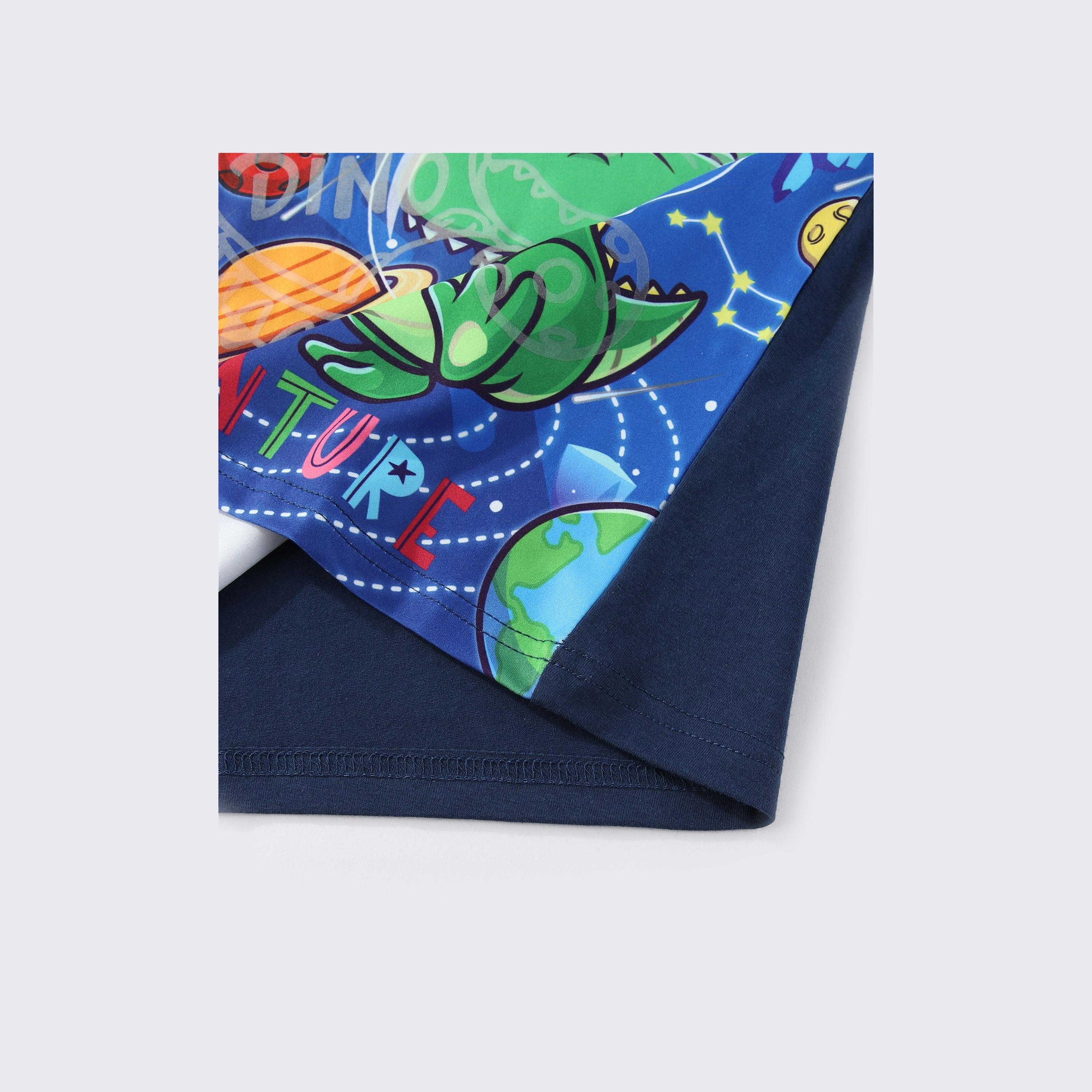 Babyqlo 2-Piece Dino Space Adventure Printed Glow-in-the-Dark T-Shirt with Pyjama-boys-clothing-nightwear-image-10