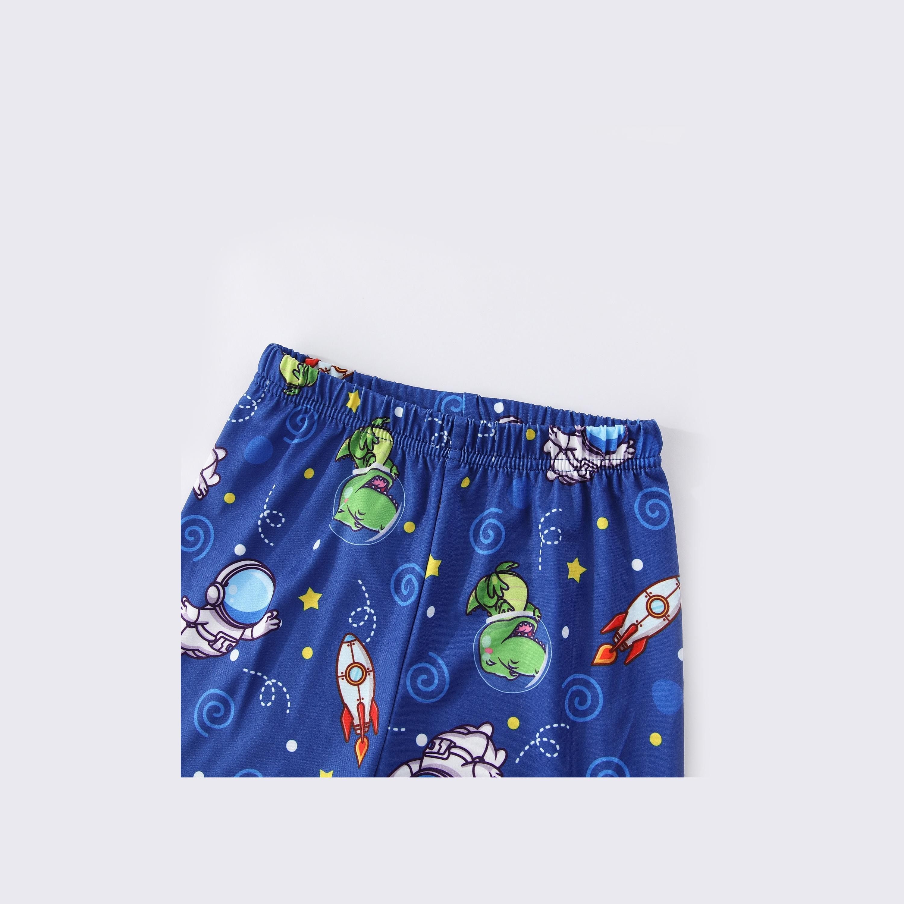 Babyqlo 2-Piece Dino Space Adventure Printed Glow-in-the-Dark T-Shirt with Pyjama-boys-clothing-nightwear-image-2