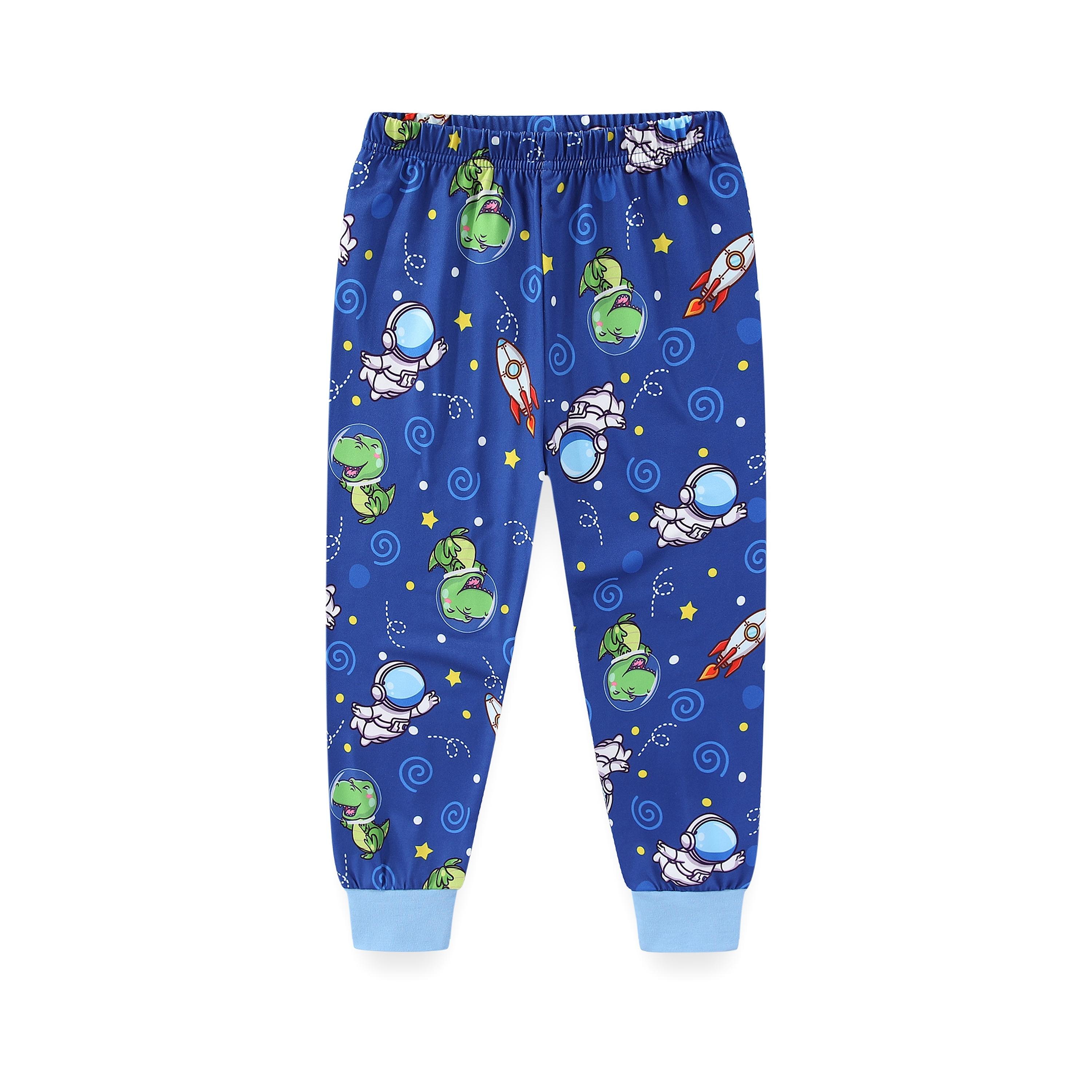 Babyqlo 2-Piece Dino Space Adventure Printed Glow-in-the-Dark T-Shirt with Pyjama-boys-clothing-nightwear-image-8