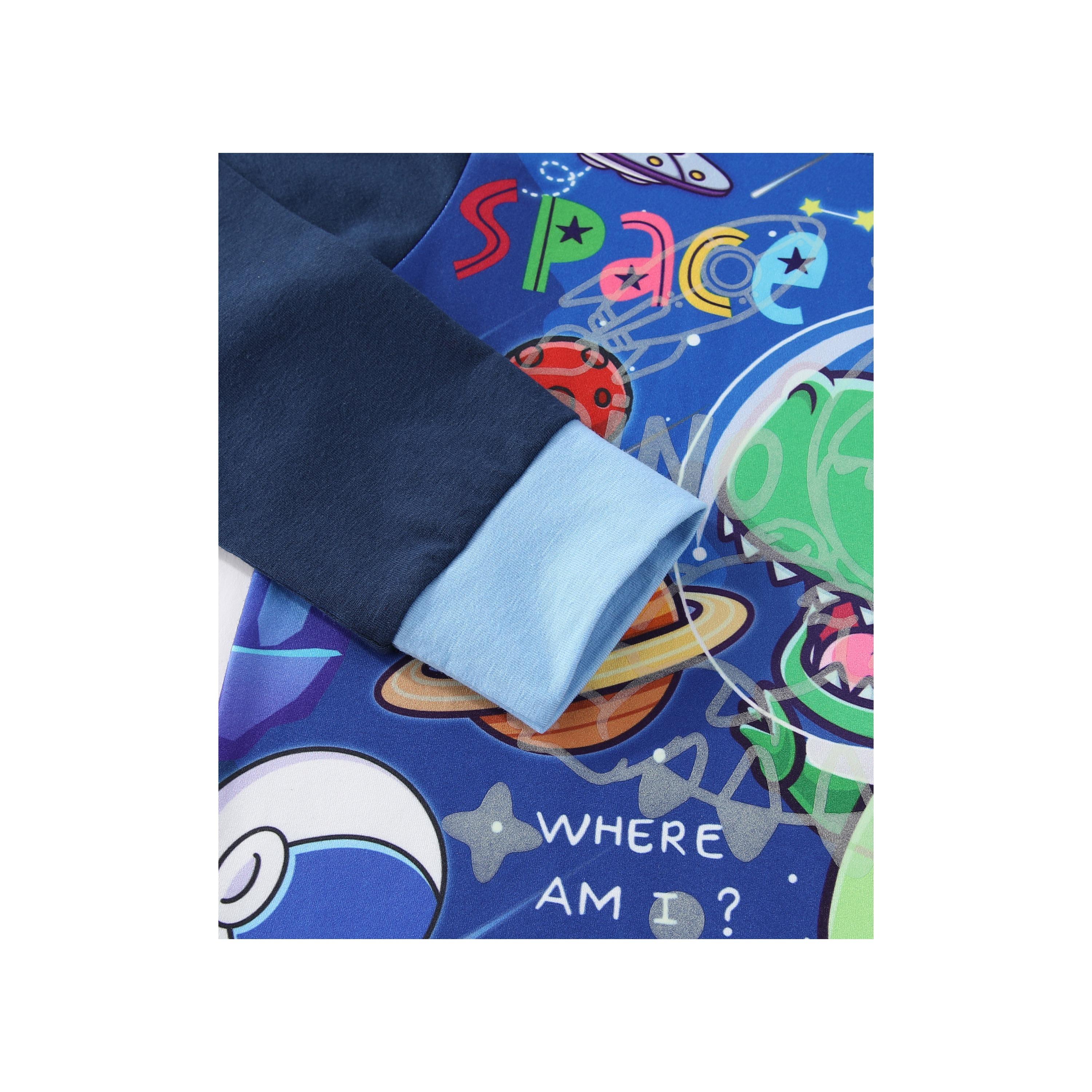Babyqlo 2-Piece Dino Space Adventure Printed Glow-in-the-Dark T-Shirt with Pyjama-boys-clothing-nightwear-image-9