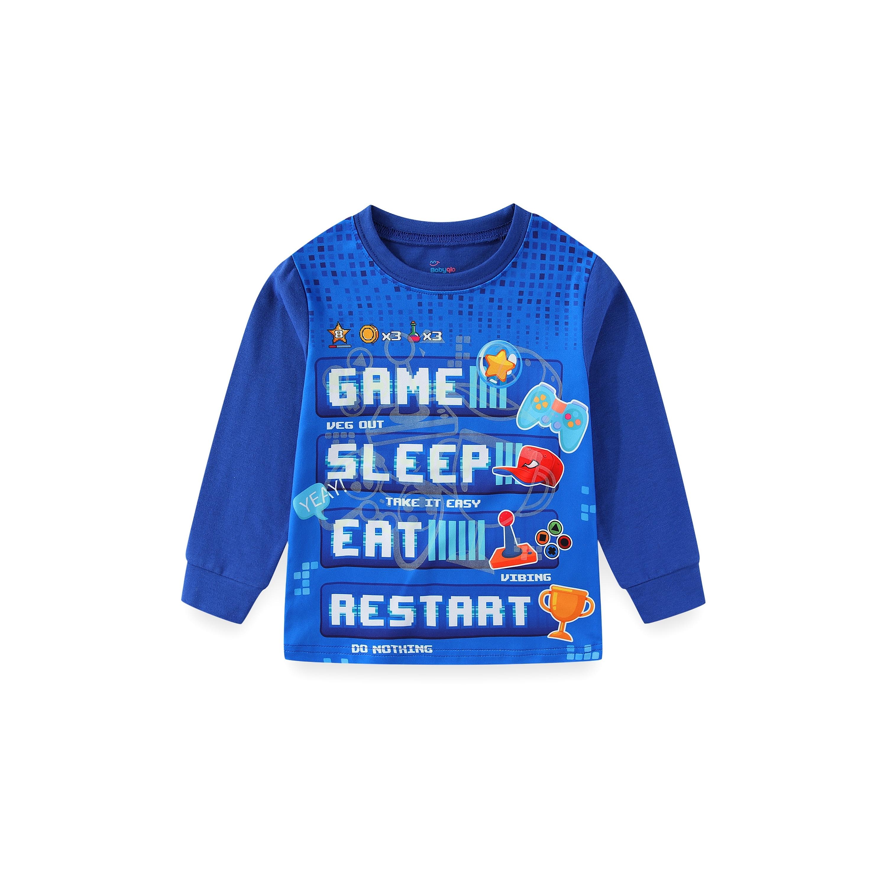 Babyqlo 2-Piece Game On! Printed Glow-in-the-Dark T-Shirt with Pyjama-boys-clothing-nightwear-image-6