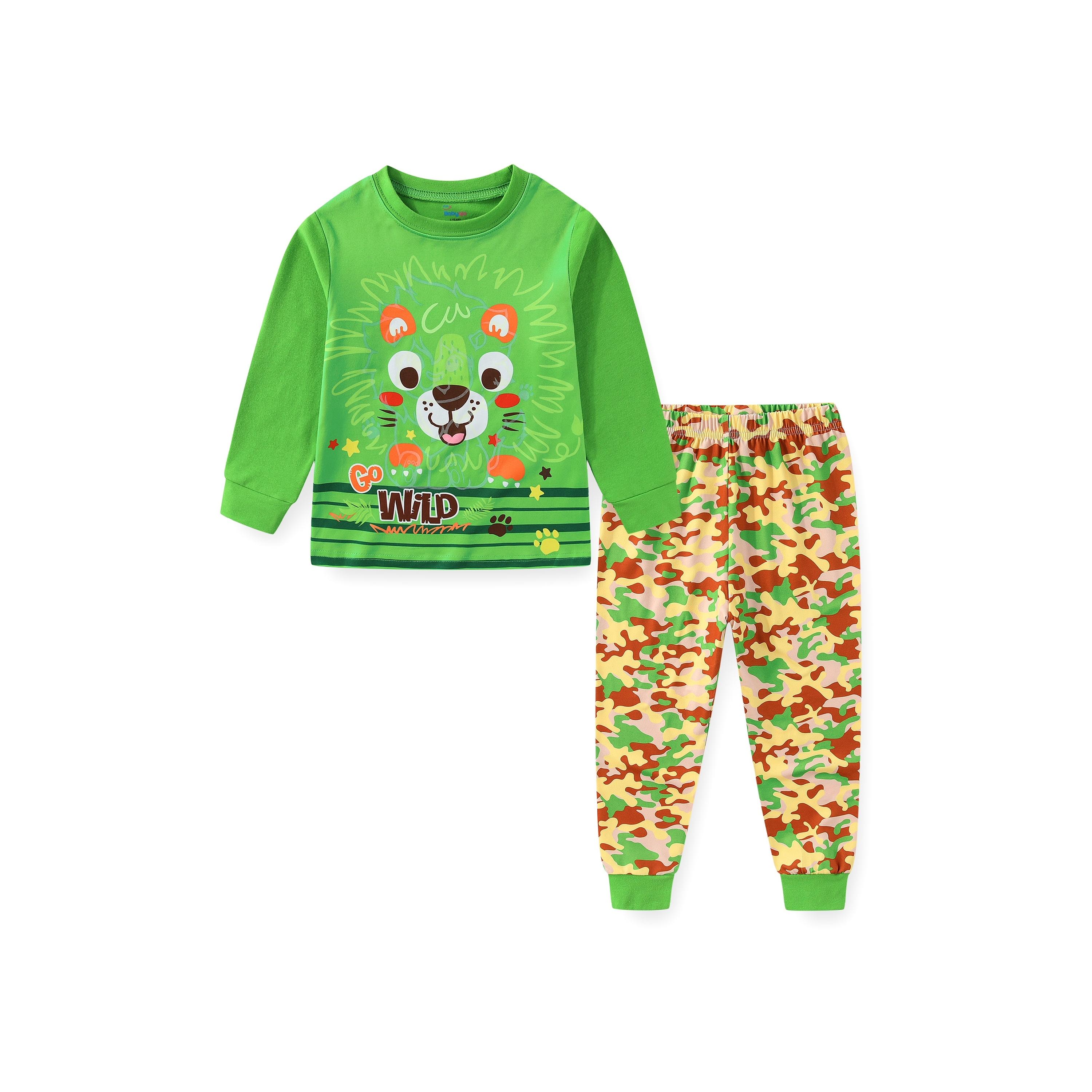 Babyqlo 2-Piece Go Wild Jungle Printed Glow-in-the-Dark T-Shirt with Pyjama-boys-clothing-nightwear-image-1