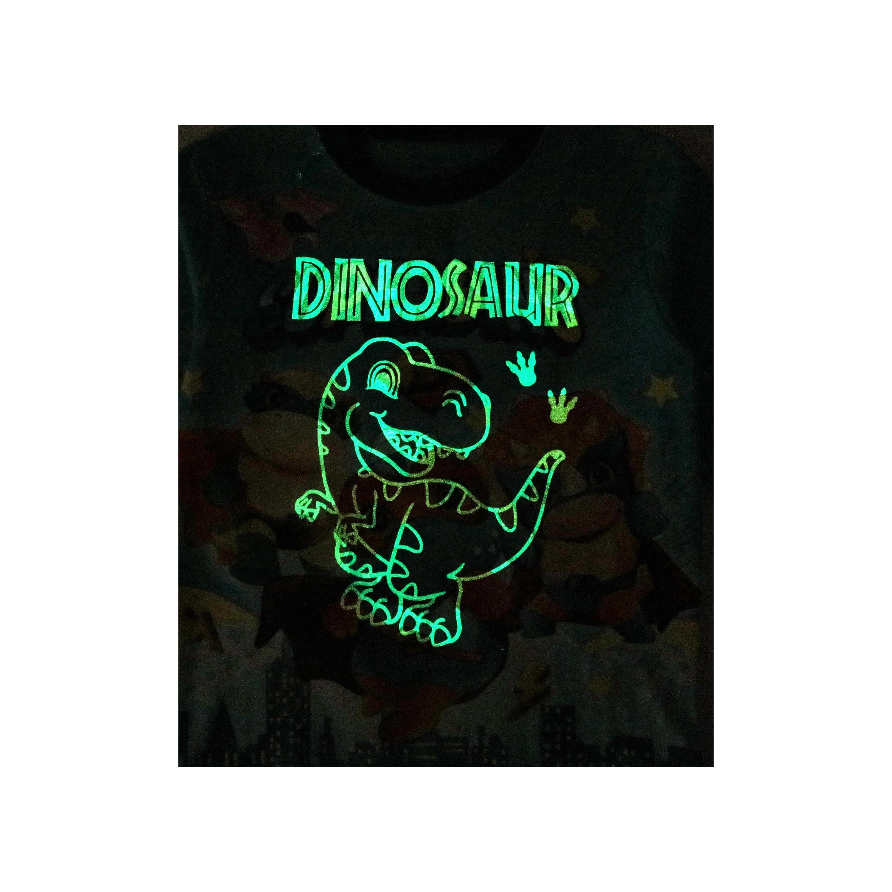 Babyqlo 2-Piece Super Dino Printed Glow-in-the-Dark T-Shirt with Pyjama-boys-clothing-nightwear-image-4