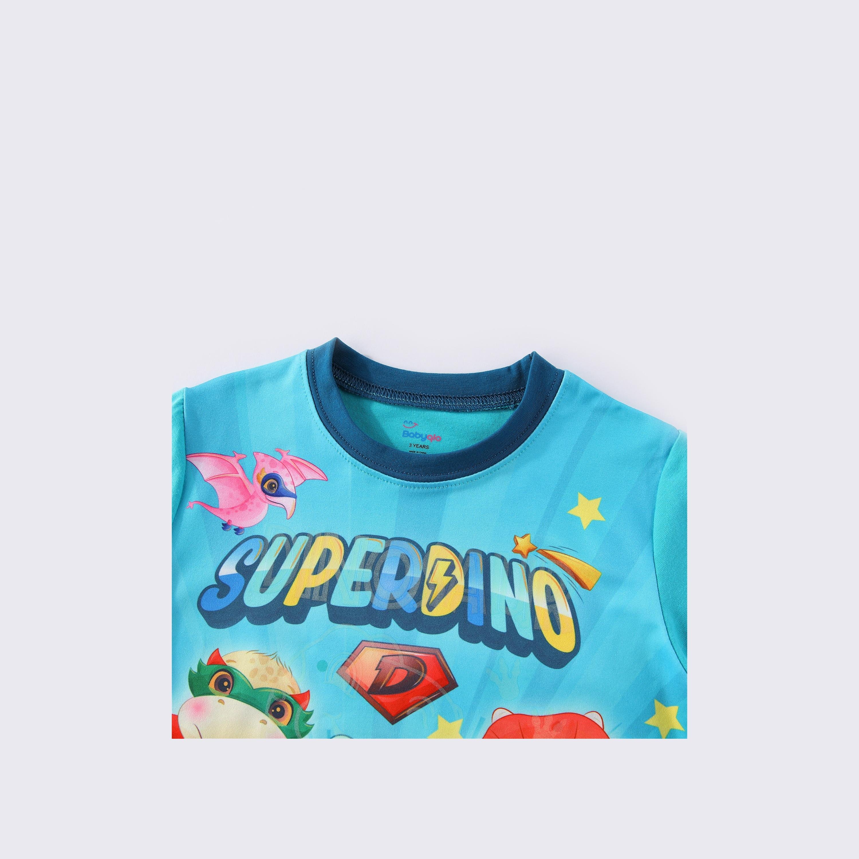 Babyqlo 2-Piece Super Dino Printed Glow-in-the-Dark T-Shirt with Pyjama-boys-clothing-nightwear-image-8